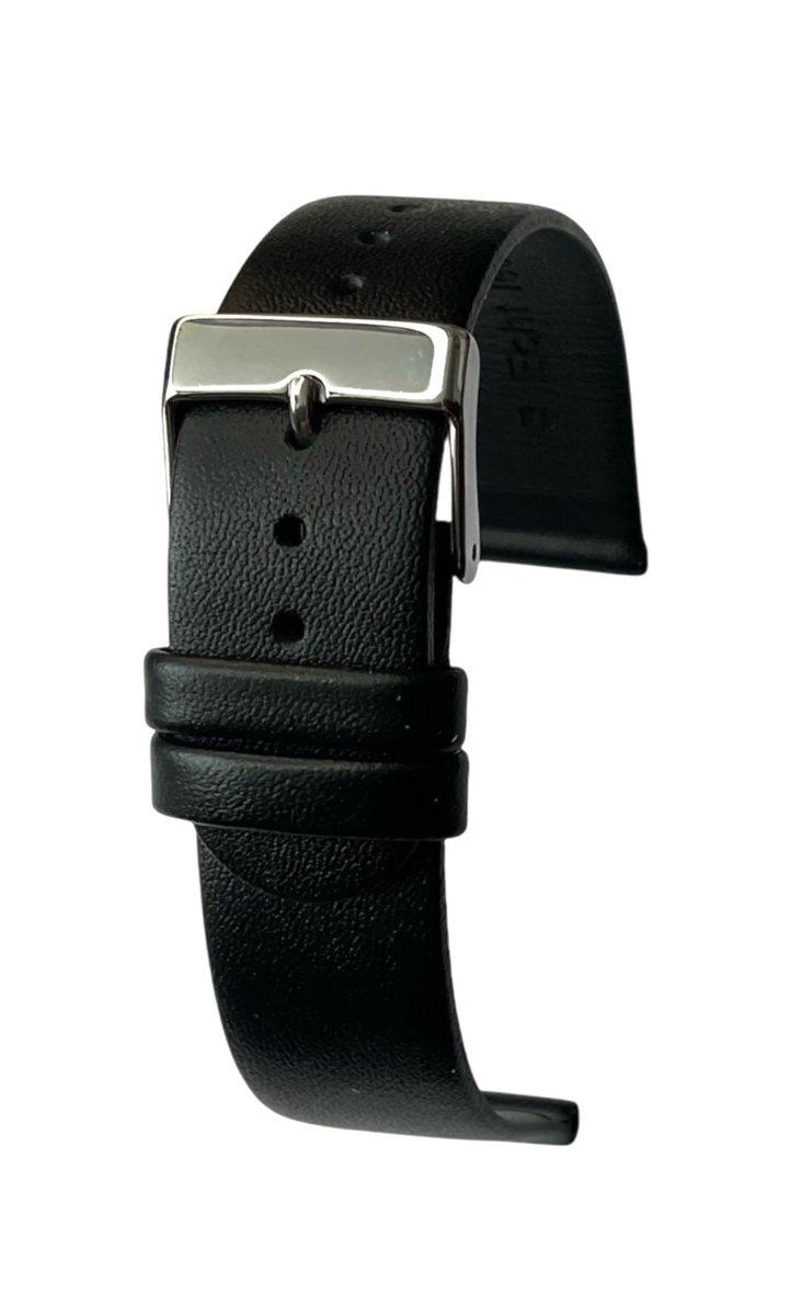 Horlogeband-horlogebandje-Zwart-12mm-Echt Leer-Recht-Glad-Soepel-Zacht-Leer-12 mm