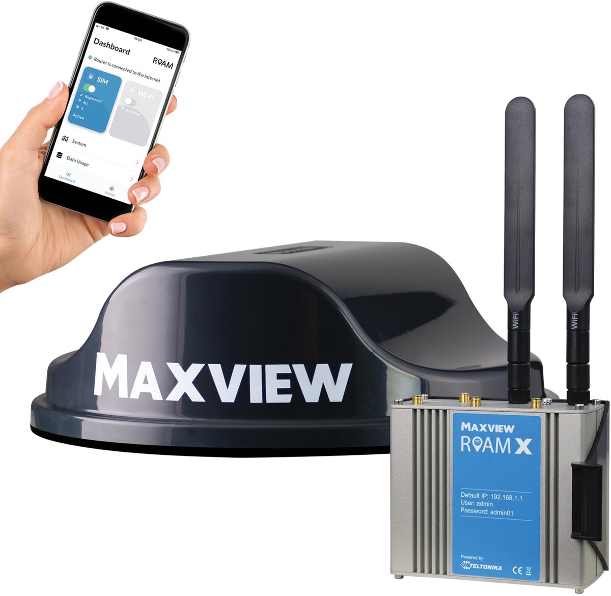 SnelShoppen - Maxview Roam X MXL051/G 5G KLAAR ANTENNE WIFI SYSTEEM - Grijs - Voor Onderweg Internet - Ideaal voor Camping, Vakantie en Thuisgebruik