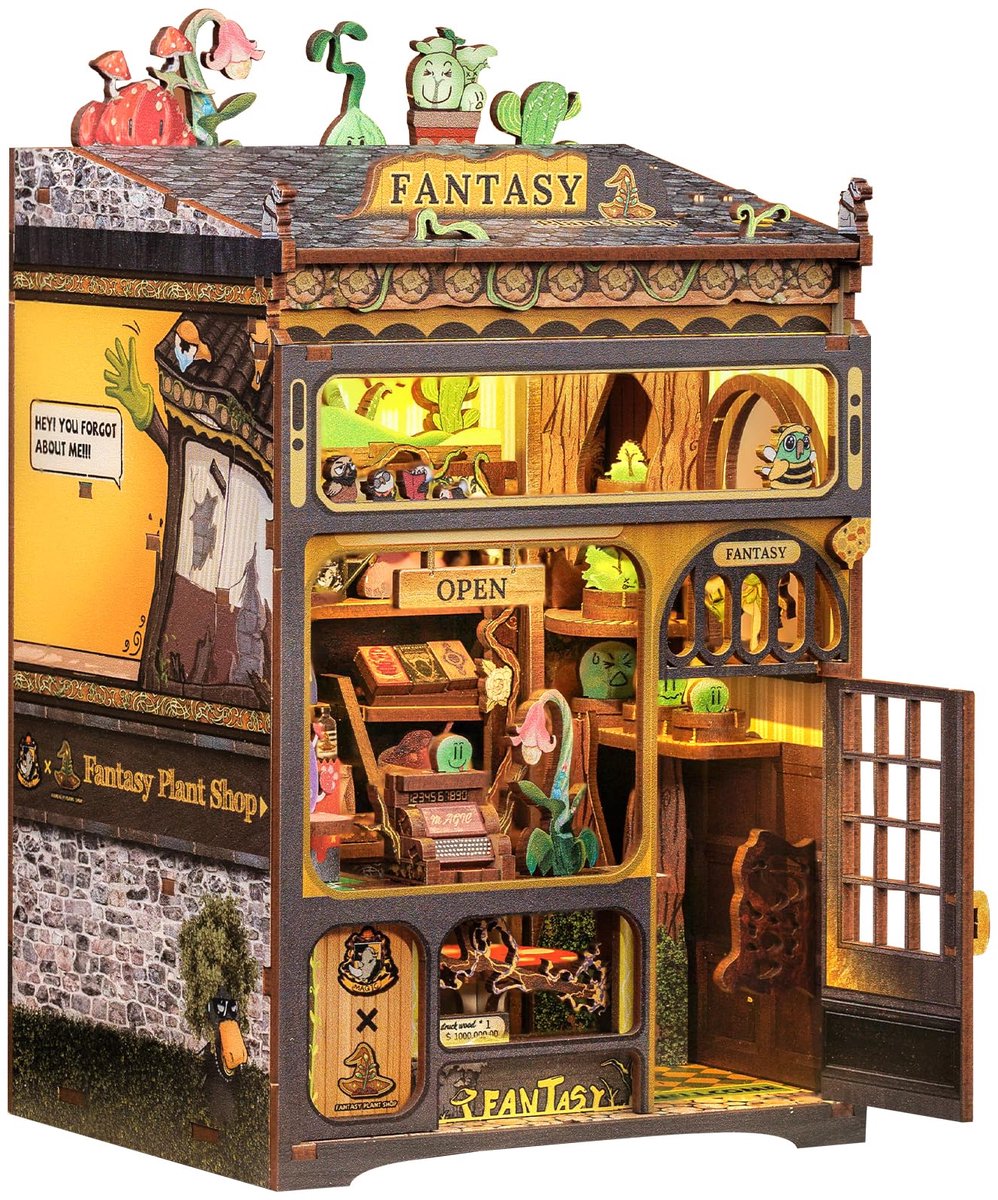 Boekenhoekje Bouwpakket - Doe-het-zelf miniatuurhuisje bouwpakket voor beginners - volwassenen en tieners - boekenhoekje poppenhuis tiny house boekenplank decoratie 3D houten puzzel cadeaus voor familie en vrienden