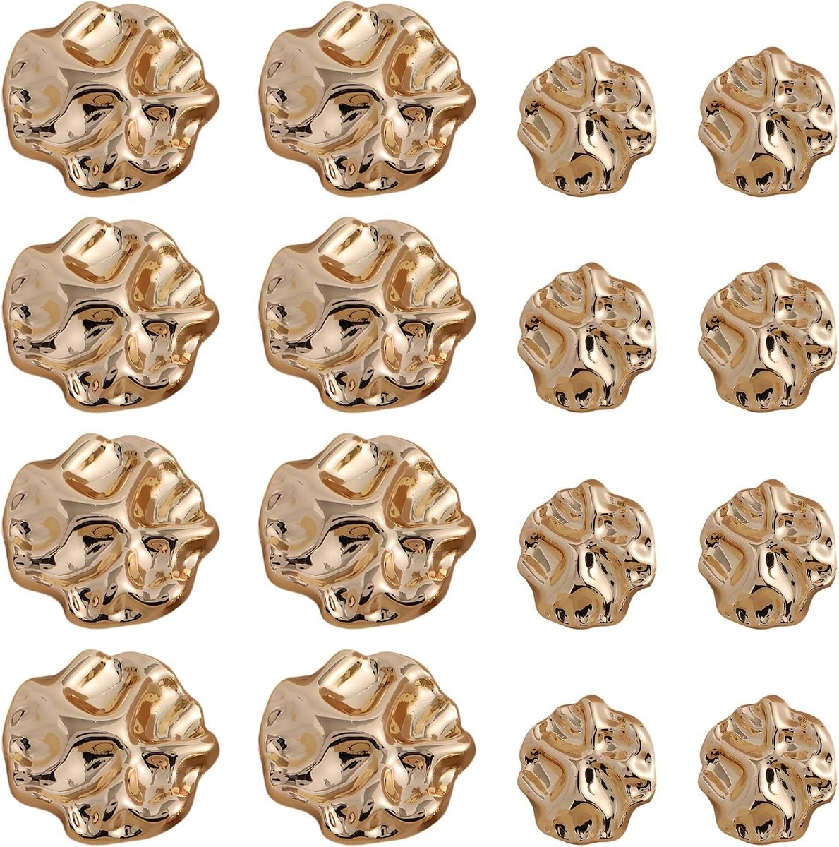 Retro ronde metalen knopen 21.5 mm en 15 mm, onregelmatig ontwerp, geschikt voor damesjassen, truien en jassen, DIY projecten en kledingaccessoires