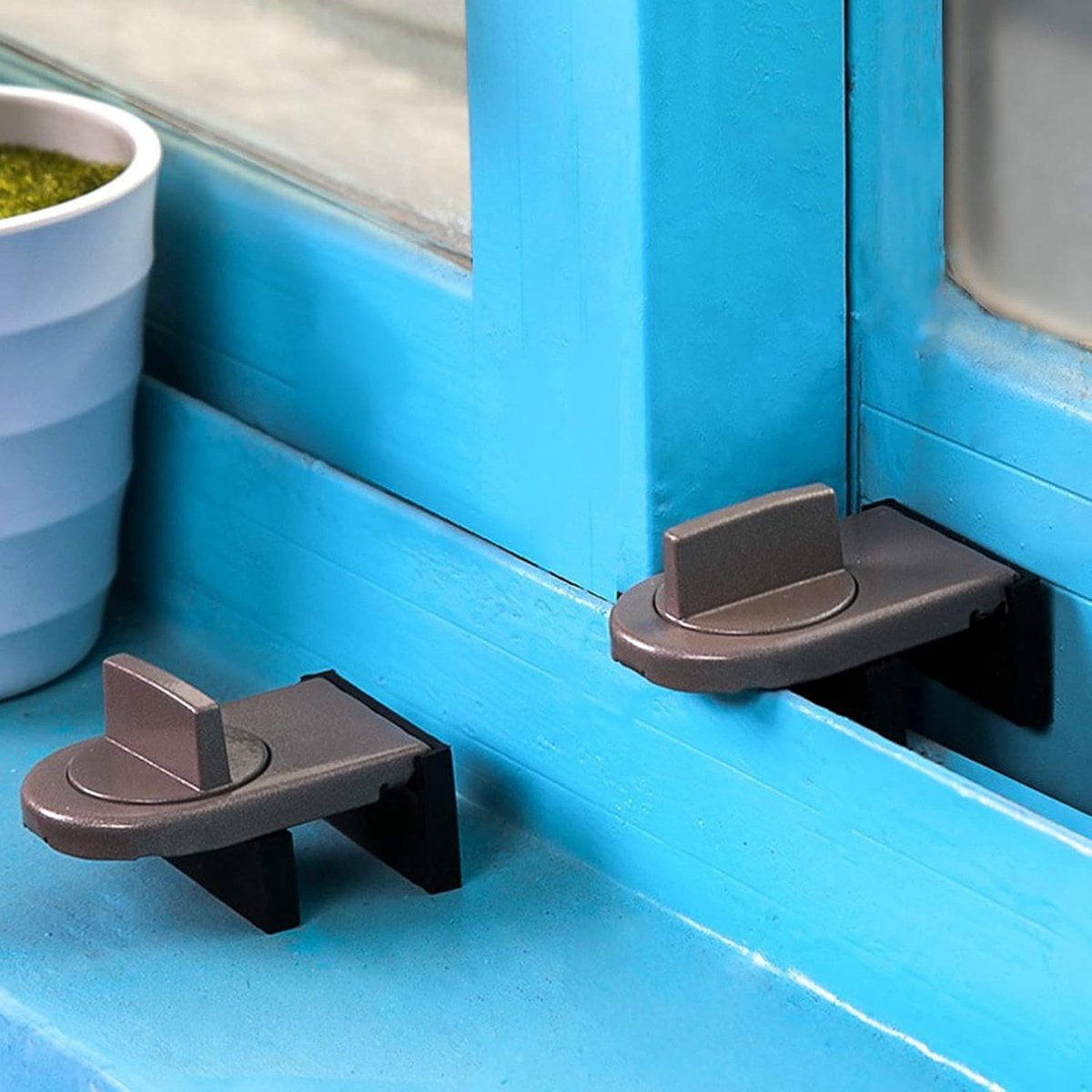 Sliding Door Stopper en Sliding Window Stopper - 2 Stuks Grijze IJzeren Veiligheidsloten voor Deuren en Ramen
