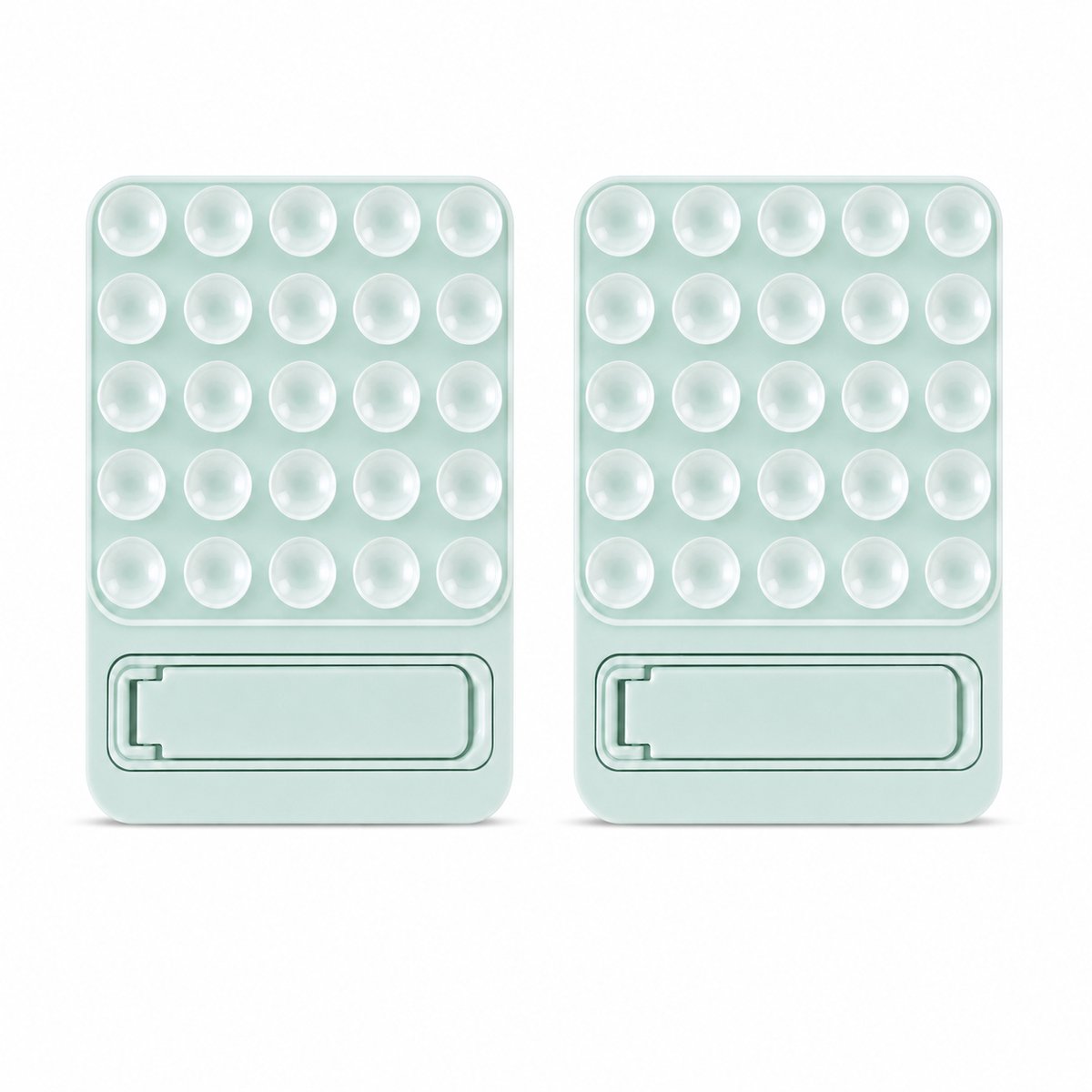Siliconen Zuignap Sticker met Kickstand voor Telefoon en Hoesje - Licht Groen x2 - Casemania Zelfklevende Telefoonstandaard 2 stuks - Universeel Telefoonhouder Handsfree - Telefoon Grip - TikTok Selfiesticker
