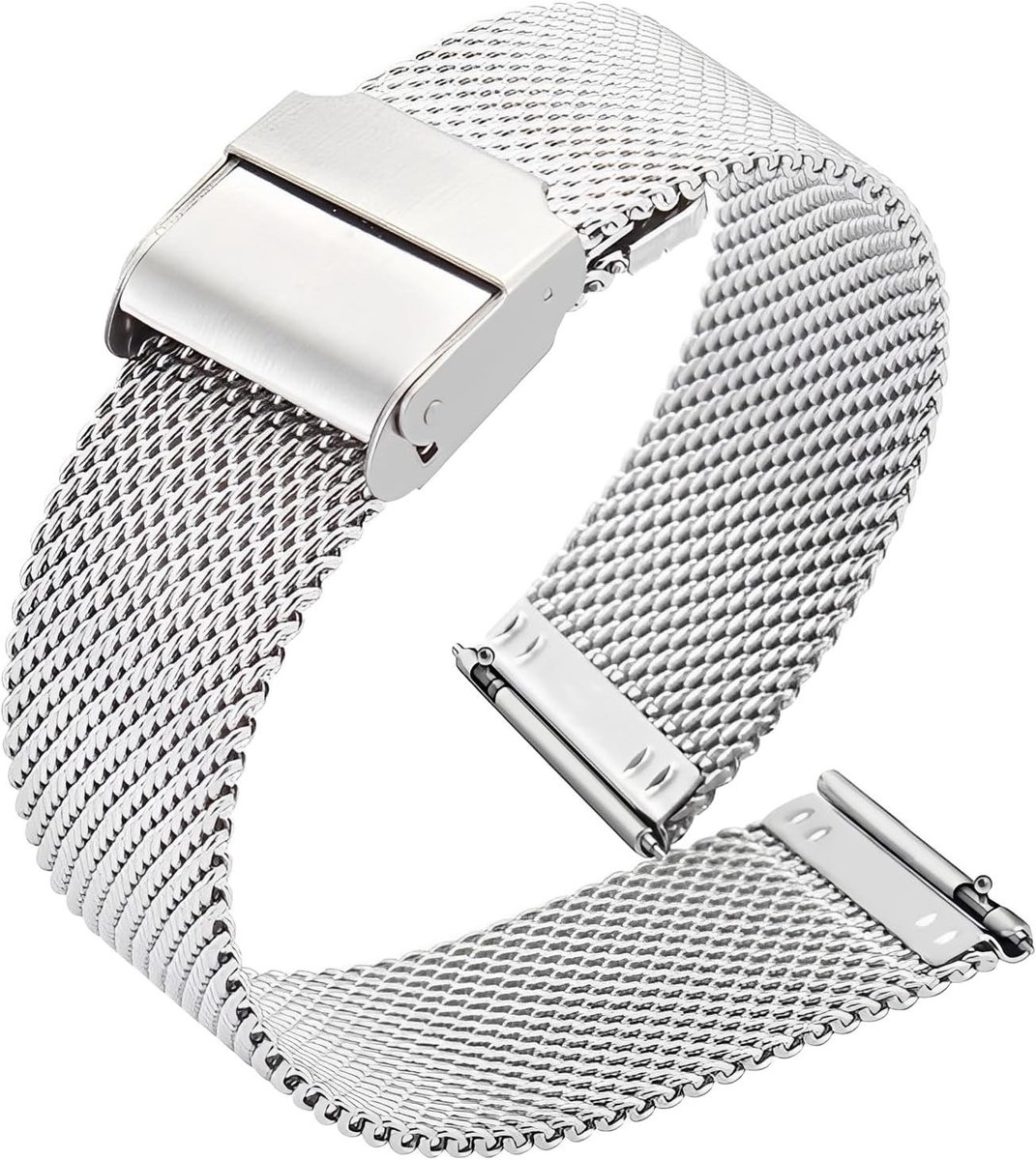 Stalen Mesh Horlogeband, Metalen Vervangband met Snelle Bevestiging voor Smartwatches en Traditionele Horloges, Geschikt voor Mannen en Vrouwen