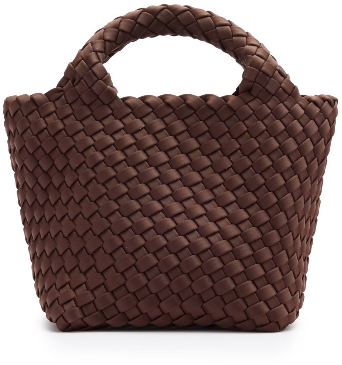 Manfield - Bruine gevlochten mini handtas