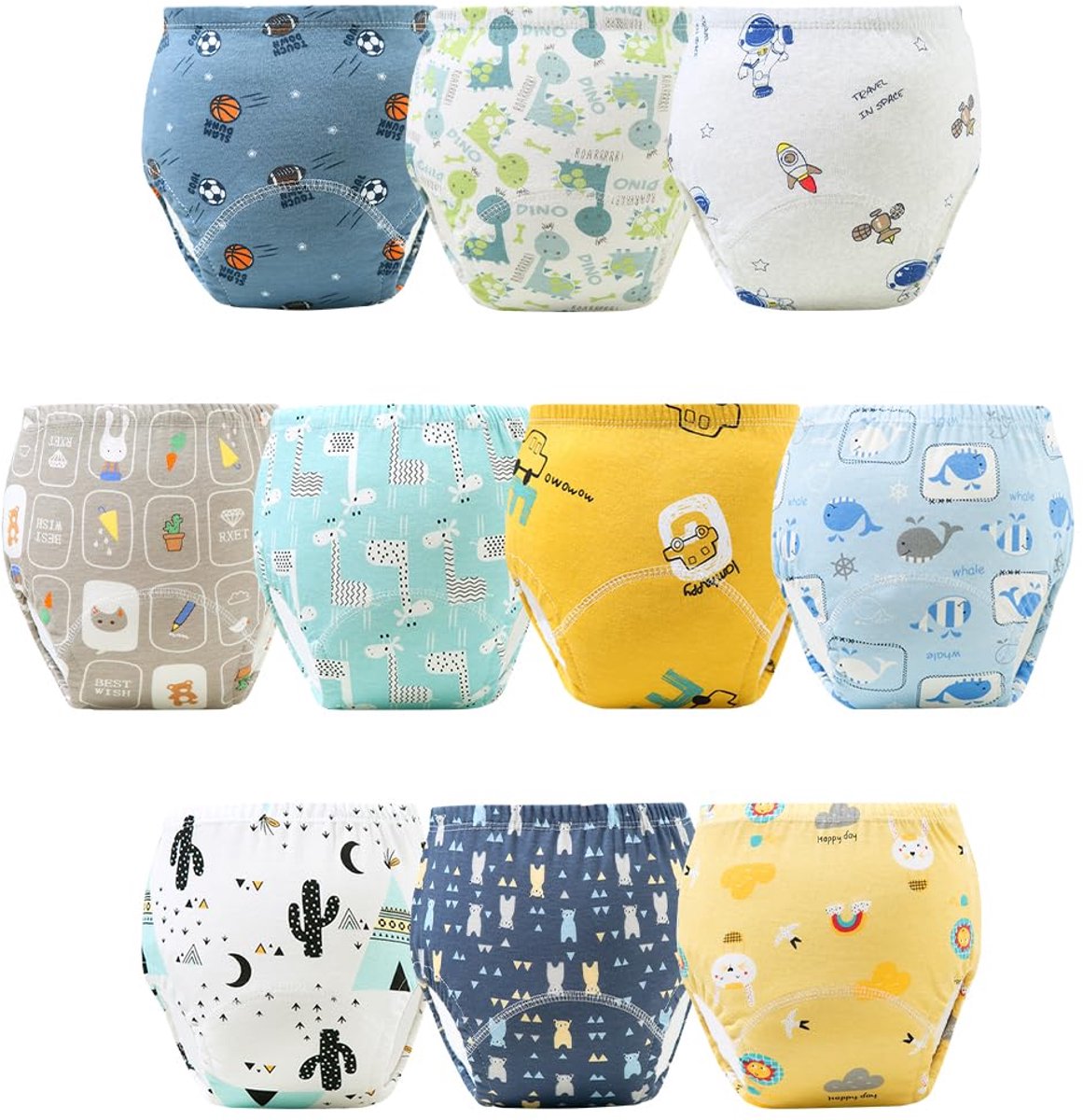 SnelShoppen - 10 Stuks Herbruikbare Oefenbroekjes voor Baby's, Leerbroekjes, Luiers om te Leren, Trainingsbroekjes, Comfortabel en Ademend, Maat 110 Y