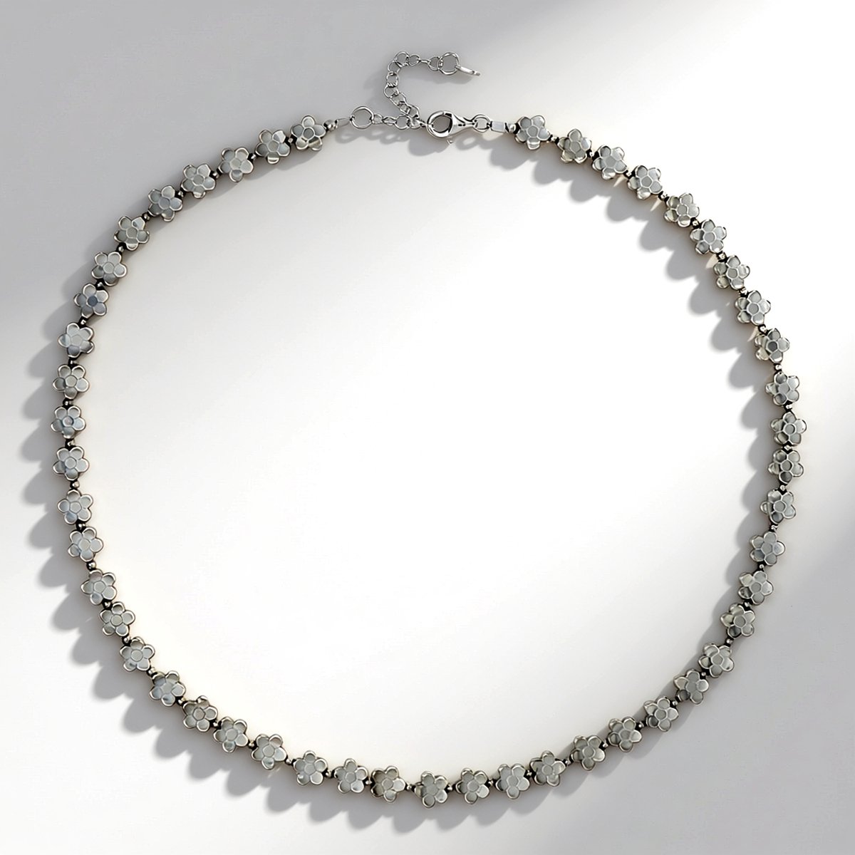 Cavill - Zilveren Halsketting - 925 Sterling Zilver Gerhodineerd - Zilver Hematiet Fancy en Ronde Kralen - Verstelbaar 45-50 cm - Karabijnsluiting