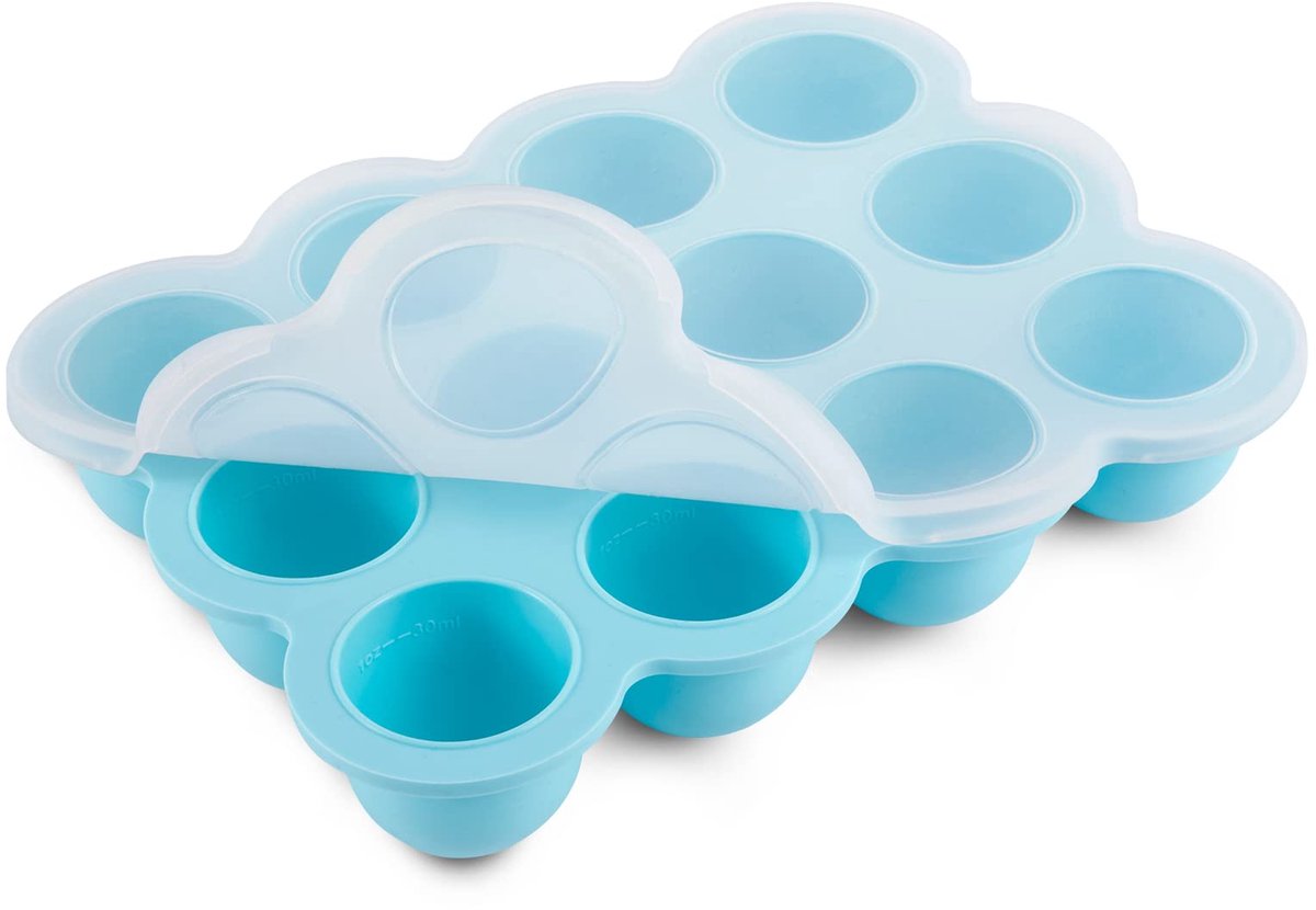 SnelShoppen - 12 x 45 ml Opslagcontainers voor Babyvoeding - Siliconen Invriessysteem met BPA-vrij Deksel - Perfect voor Zelfgemaakte Babyvoeding, Gro