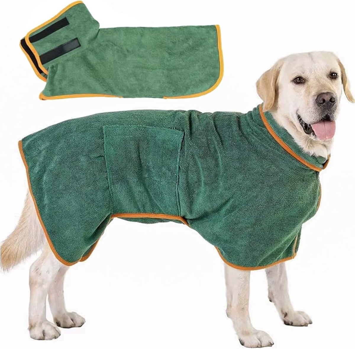 Super Absorberende Microvezel Hondendroogjas, Sneldrogend, Ideaal voor Grote en Middelgrote Honden, Groen, L (24-35 kg)