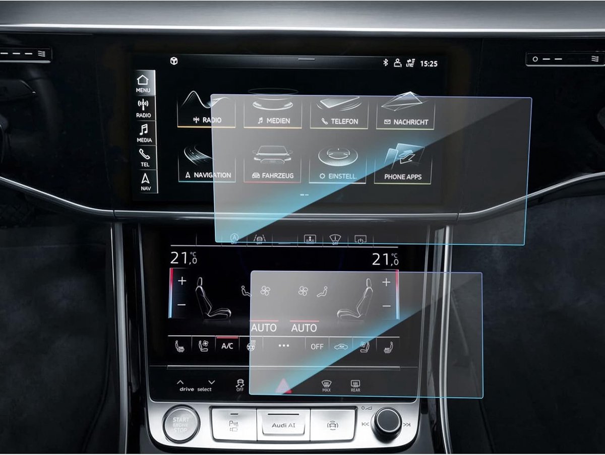 Veiligheidsglas Screen Protector voor A6/A7 C8 (2019-2024) - Krasbestendig, 10.1 Inch MMI en 20.6 Inch Klimaat