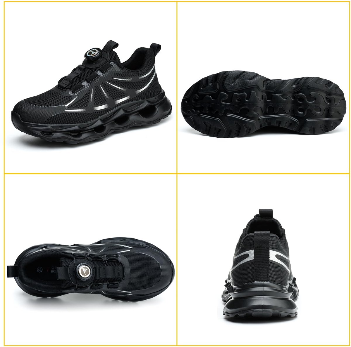 SnelShoppen - Veiligheidsschoenen voor dames en heren, antislip werkschoenen met stalen neus, lichte bouwplaatsschoenen, maat 41 EU, zwart, ideaal voo