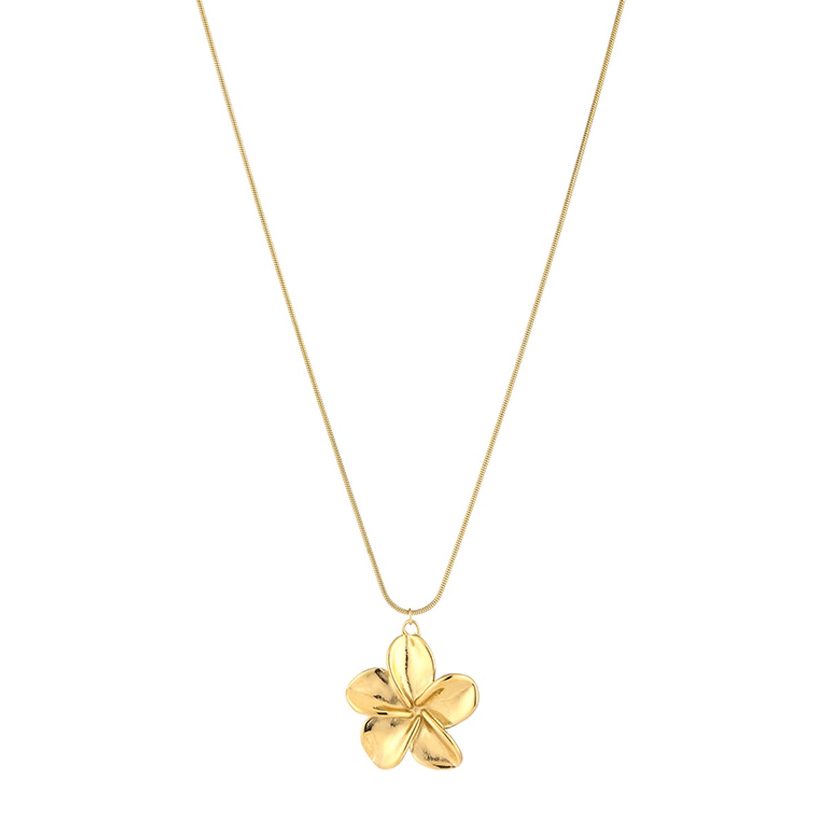 Dames Ketting met bloem - Speelse Schakelketting - Bedelketting - Stainless Steel / RVS - 40 cm (+5 cm)