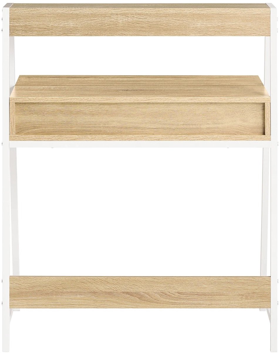ITRONIQ Bureau Met Lade en Plank - Computertafel - Laptoptafel - Werkbureau - Thuiskantoor - 80 x 50 x 100 cm - Eiken Wit