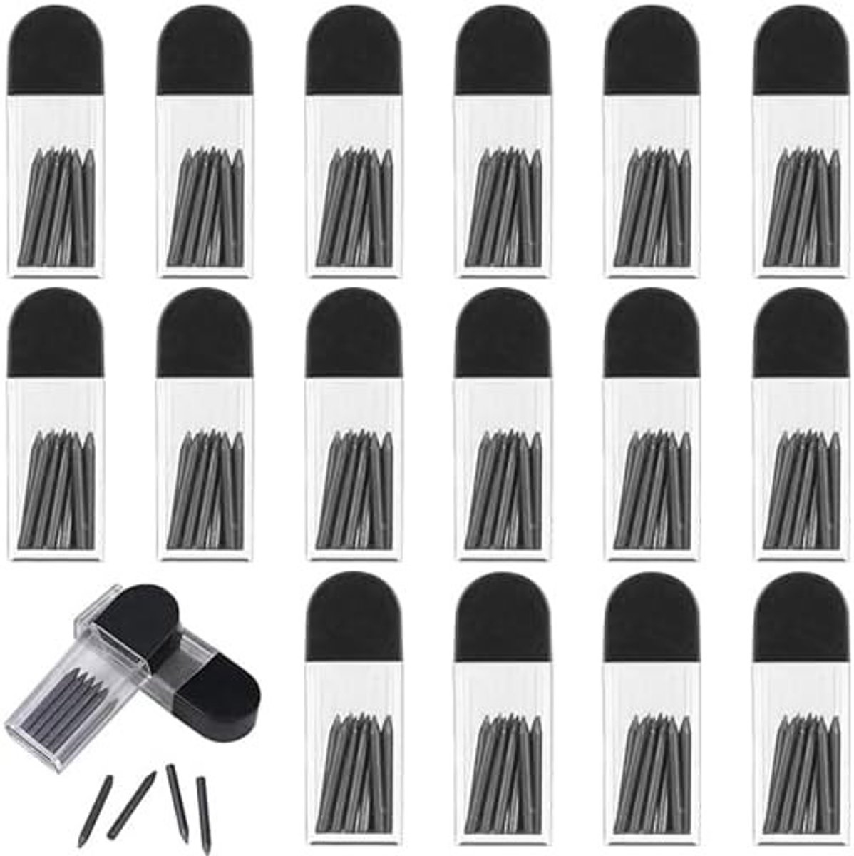100 stuks vulpotlood navullingen voor passer, 2B kwaliteit, 2 mm diameter, ideaal voor wiskundige tekeningen en schetsen