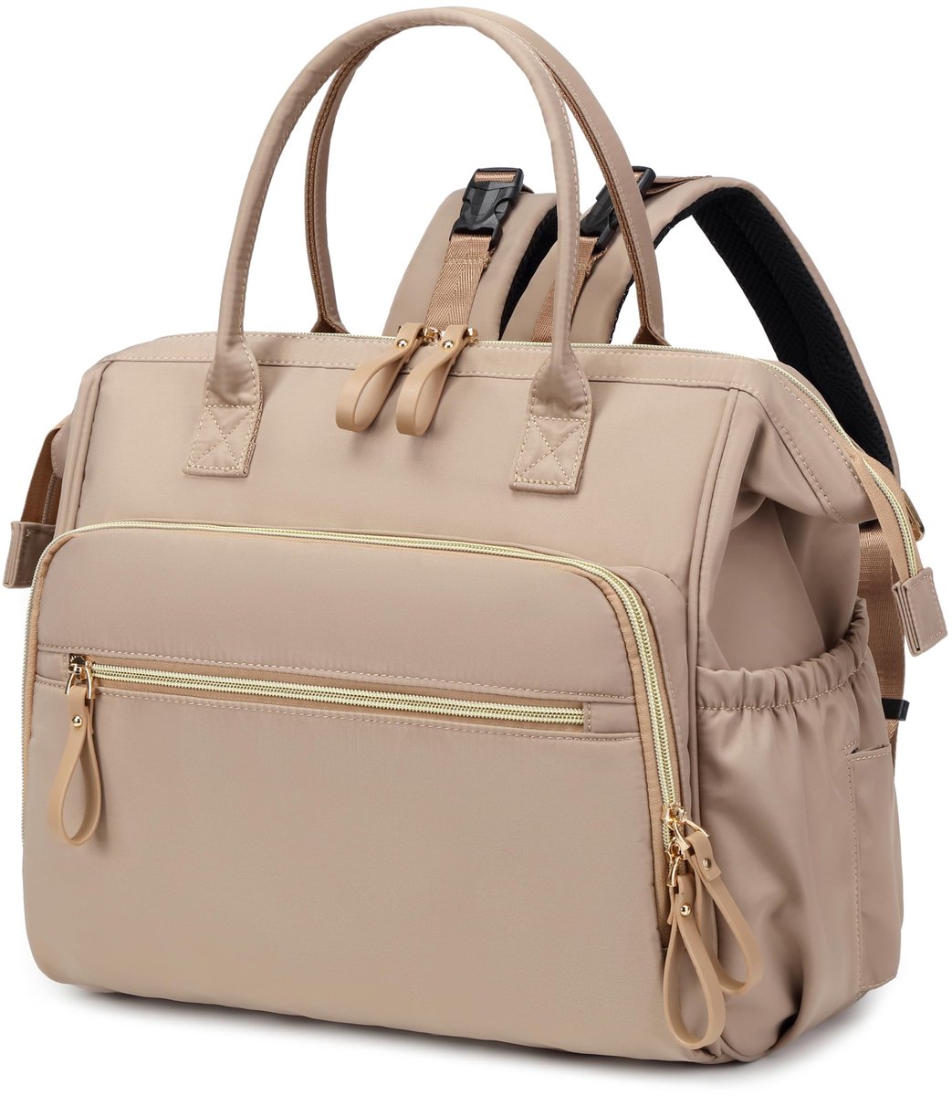 SnelShoppen - LORADI Luierrugzak voor baby's, Grote Luiertas, Waterdicht, Mocha, Multifunctionele Luiertas voor Dagelijkse Gebruik, Reizen, Moeders en