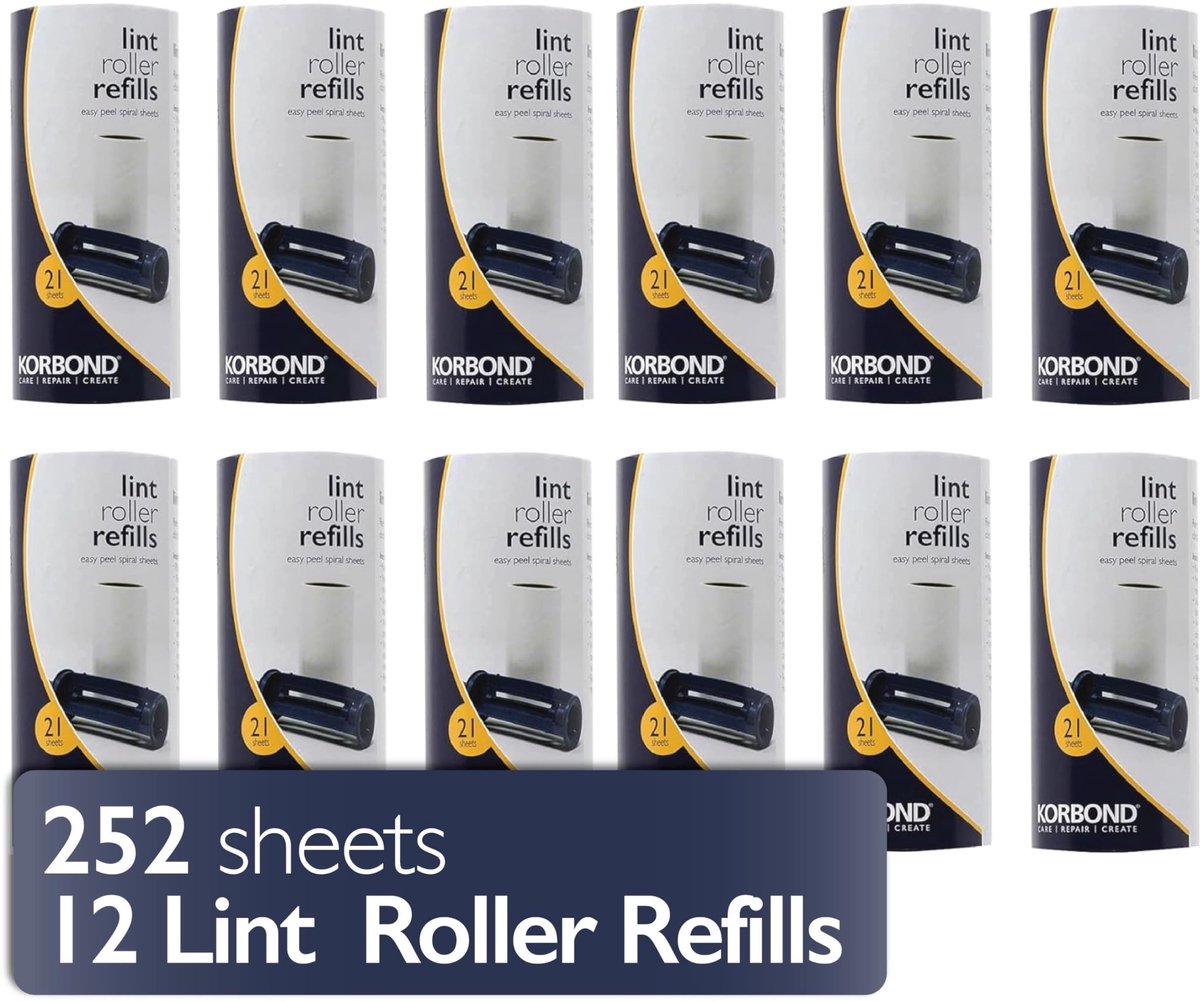 SnelShoppen - Lint Roller Refill Set - 12 x 21 Vellen - Verwijdert Stof, Haar, Huisdier Bont, Pluis en Vuil van Kleding, Bekleding en Tapijt - 36 m, 2