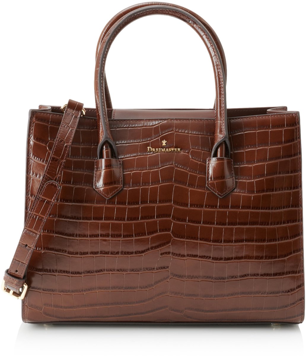 SnelShoppen - Dames handtas bruin, klassieke stijl, leren tas, schoudertas met rits, ideale tas voor feest, uitgaan, werk en dagelijks gebruik