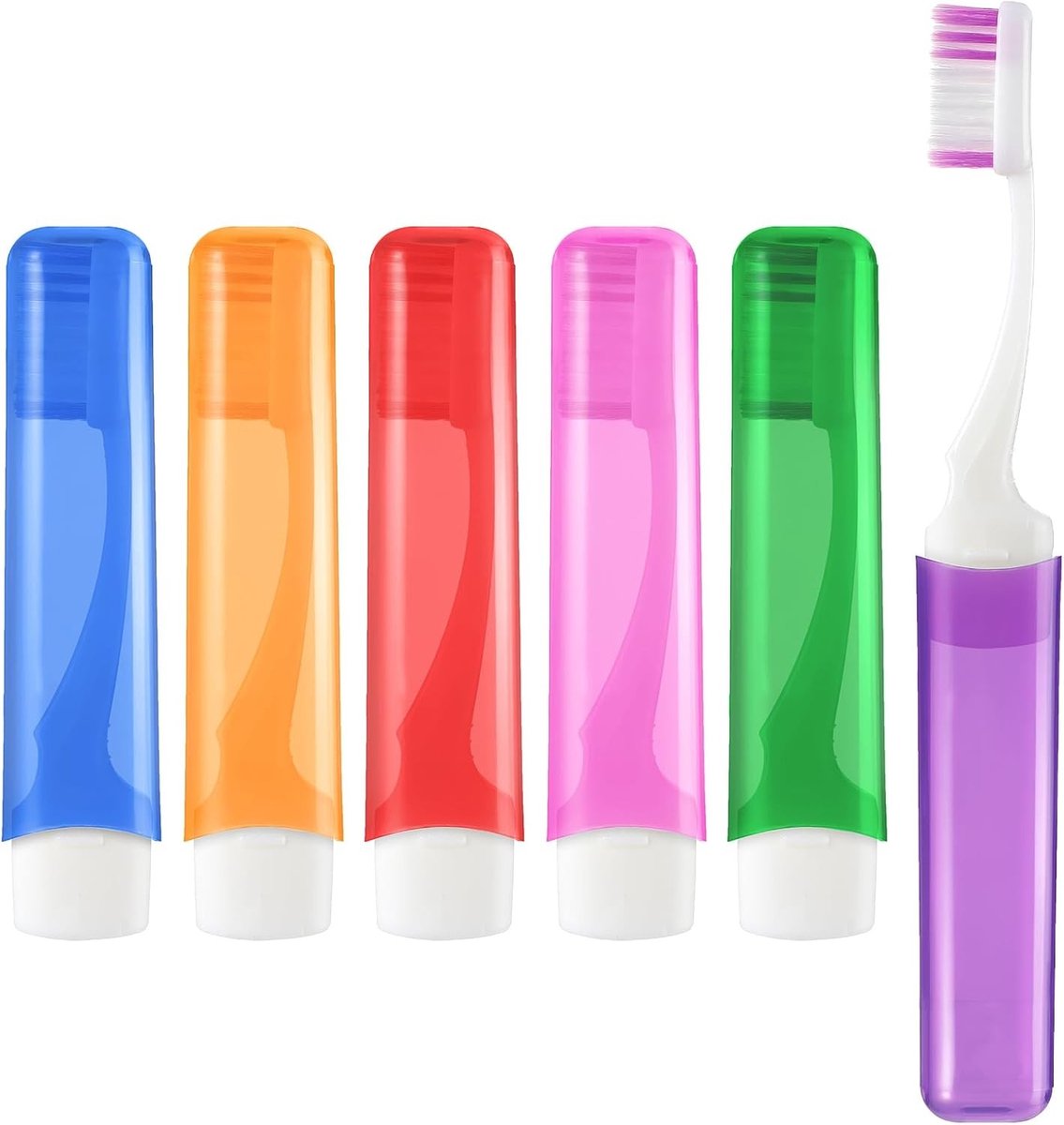 6-delige Reis Tandenborstel Set, Mini Vouw Tandenborstels met Zachte Borstel en Pouch, Ideaal voor Thuis, Wandelen en Kamperen
