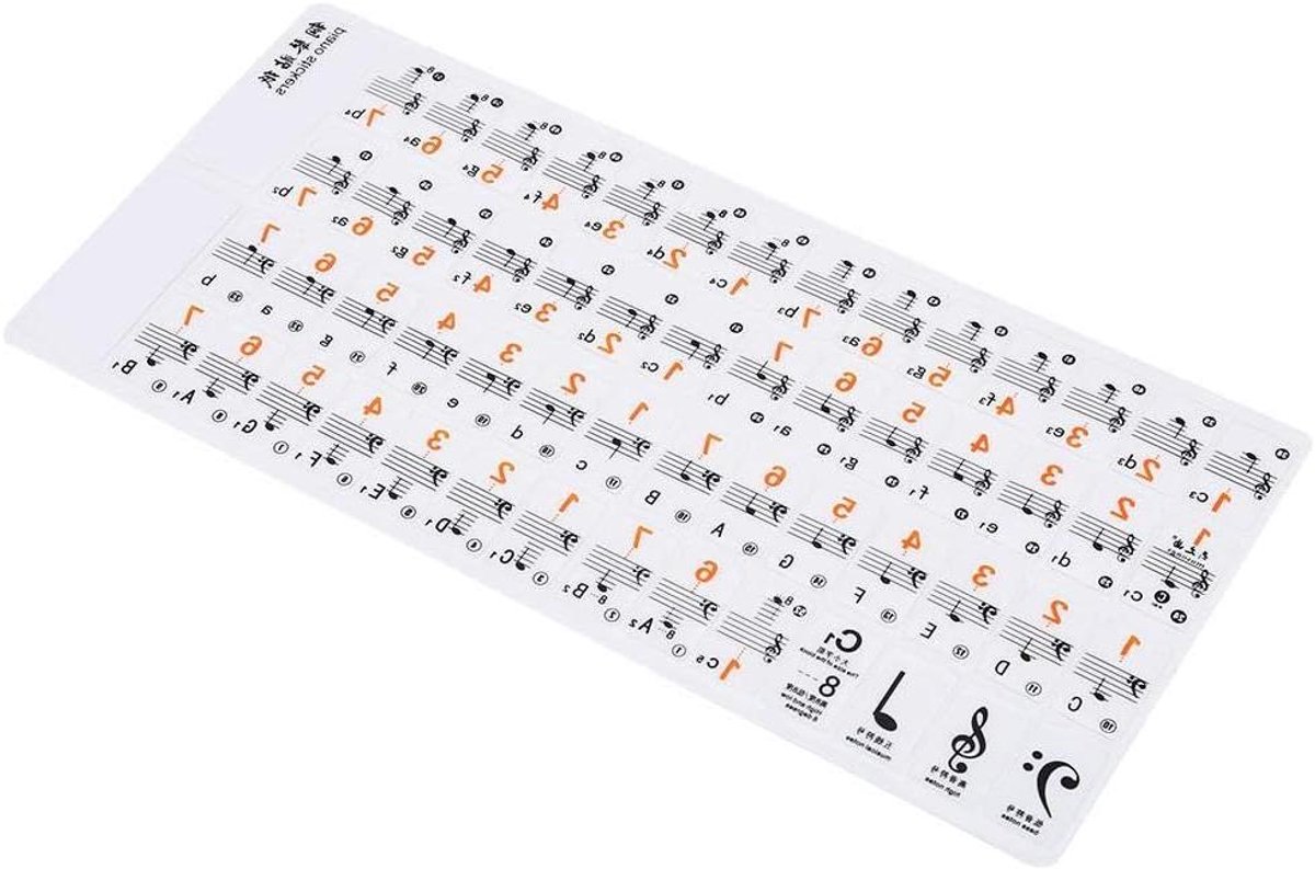 Piano Stickers - Toetsenbord Noten - Muziek Leren - Transparant PVC - 61/88 Toetsen - Transparant