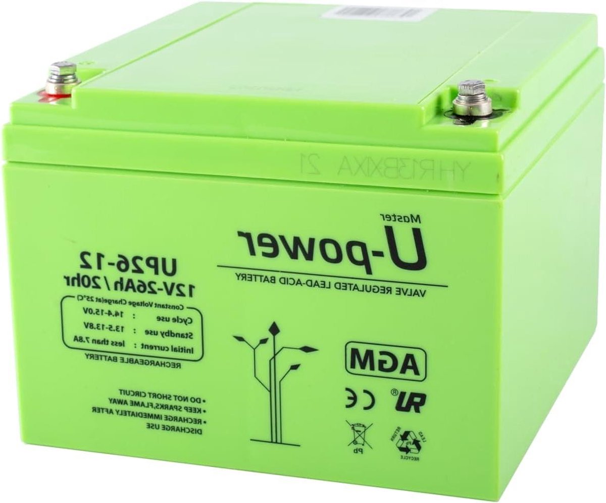 Oplaadbare Batterij - AGM Accu - Algemeen Gebruik - Onderhoudsvrij - 12V 26Ah - Zwart