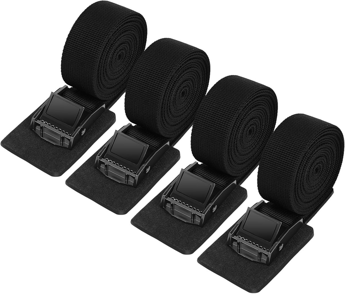 Verstelbare Spanbanden 4-Pack 0.5m x 25mm, Robuuste Lashing Straps met Anti-Scratch Pad voor Motorfietsen, Vrachtwagens en Aanhangers, Zwart