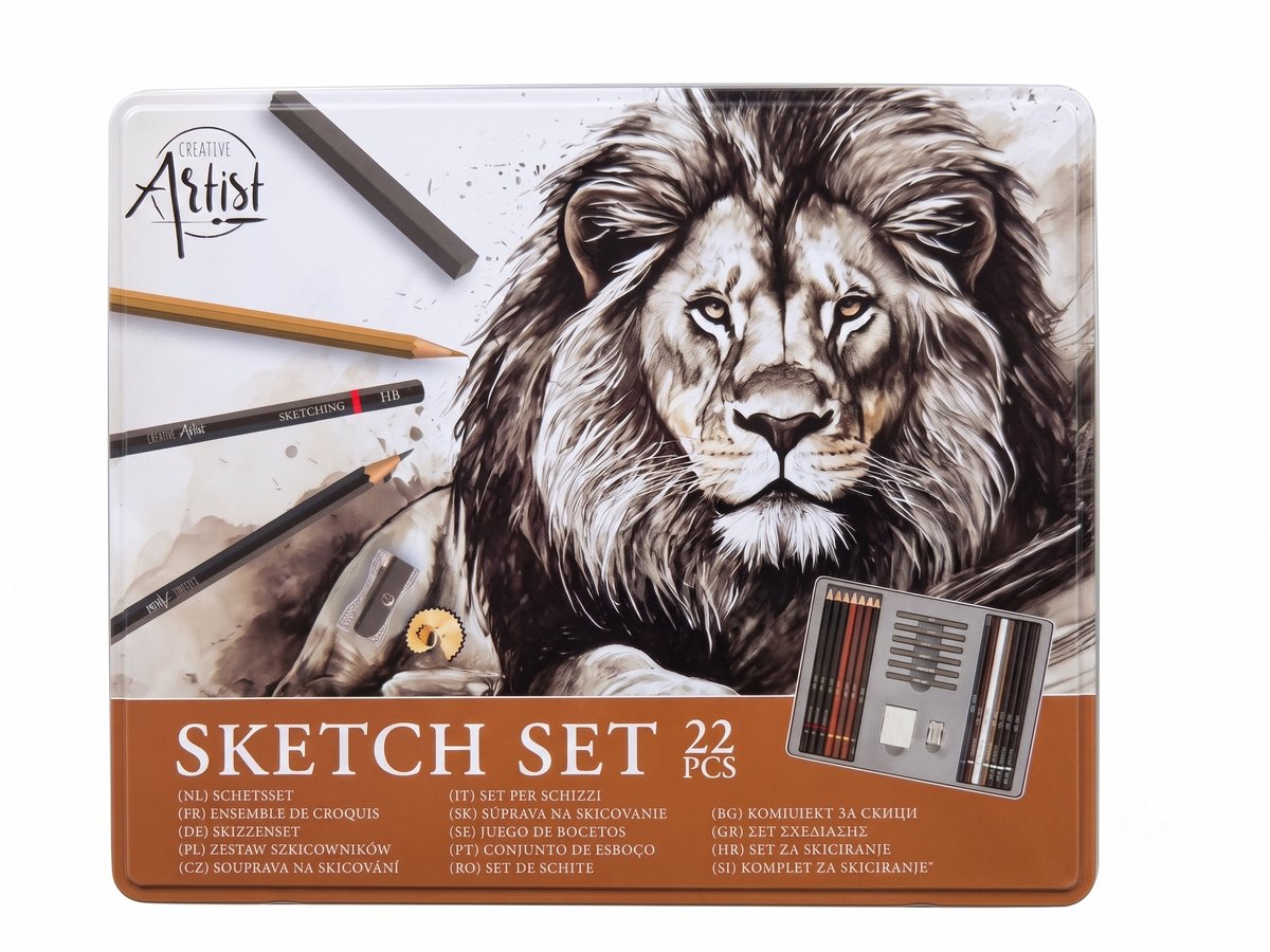 Sketch en Tekenset 22 delen met Gum en Puntenslijper Complete sketchset