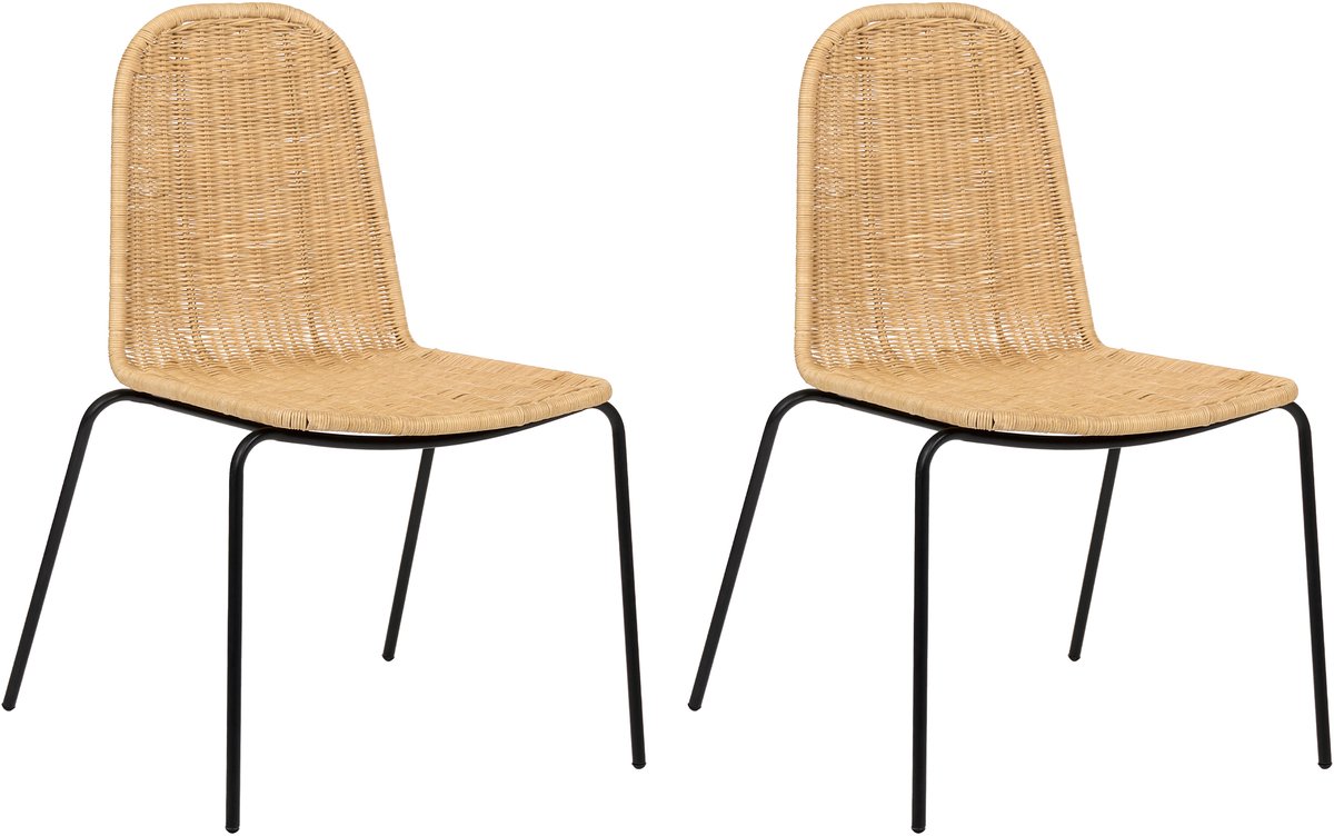 ROXTON - Eetkamerstoel set van 2 - Naturel - Rotan