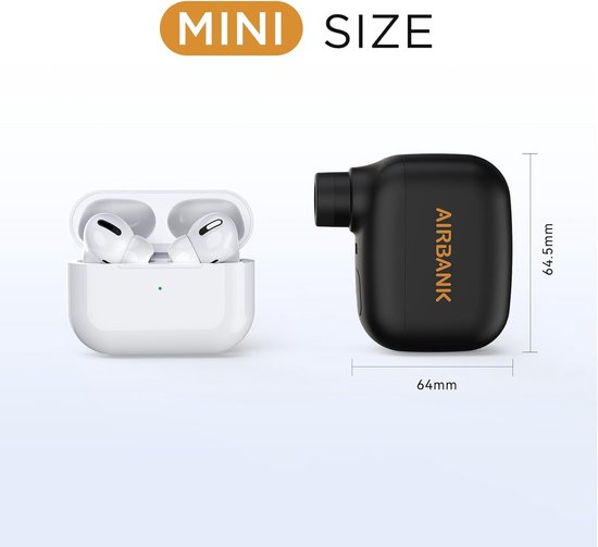 SnelShoppen - AIRBANK Mini-fietspomp Pocket SE, 100 psi elektrische fietspomp voor racefietsen, draagbare fietspomp voor Schrader- en Presta-ventielen — afbeelding 2