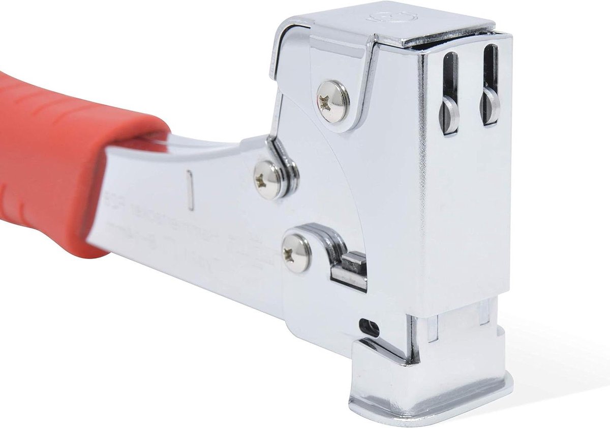 Slaghamer Tacker - Impact Stapler - Materiaal Bevestigen - Ergonomisch Handvat - 28 Clamps - Blauw/Grijs