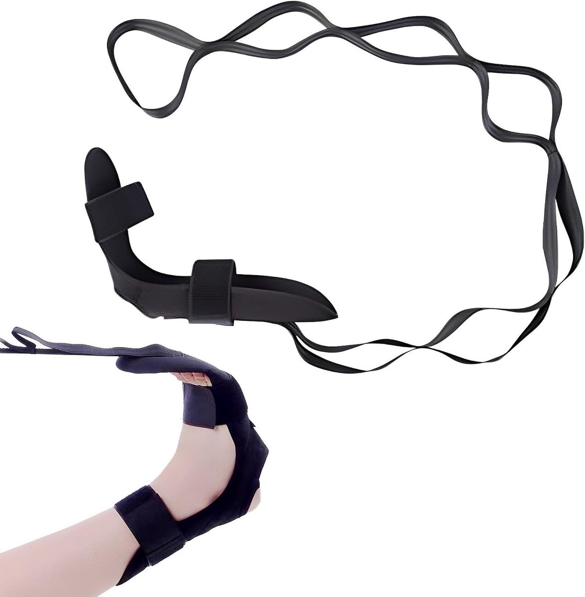 Pijnloze Beinstrecker voor Effectieve Rek- en Stretchoefeningen, Yoga Band voor Spierversterking en Flexibiliteit, Zwart