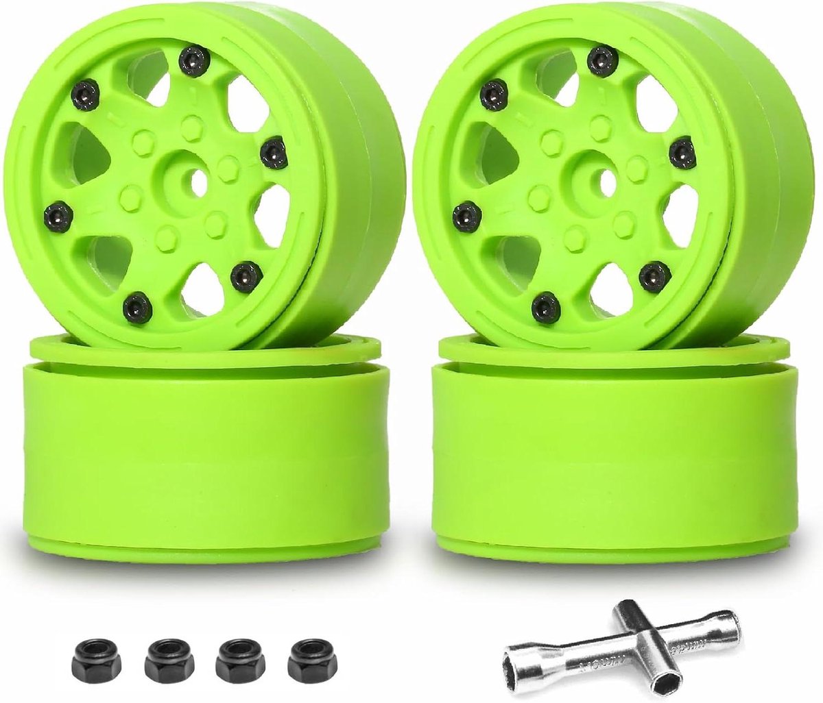 RC Auto Velgen - Kunststof Beadlock - RC Crawler Tuning - Zonder Lijmen - 1.9 Inch - Groen
