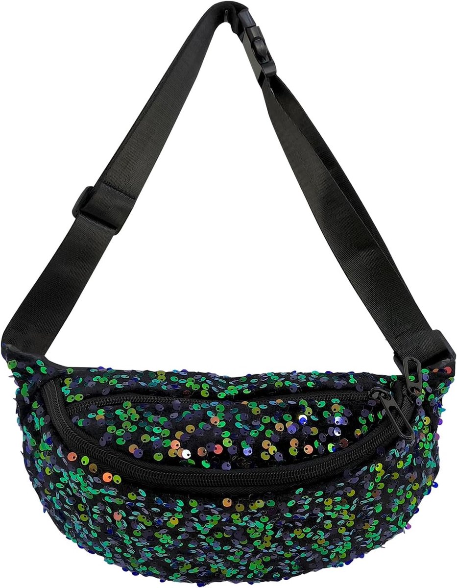 SnelShoppen - Heuptas met Pailletten voor Dames, Glanzende Schoudertas met Verstelbare Riem, Glitter Riemtas, Stijlvolle Heuptas voor Outdoor, Reizen,