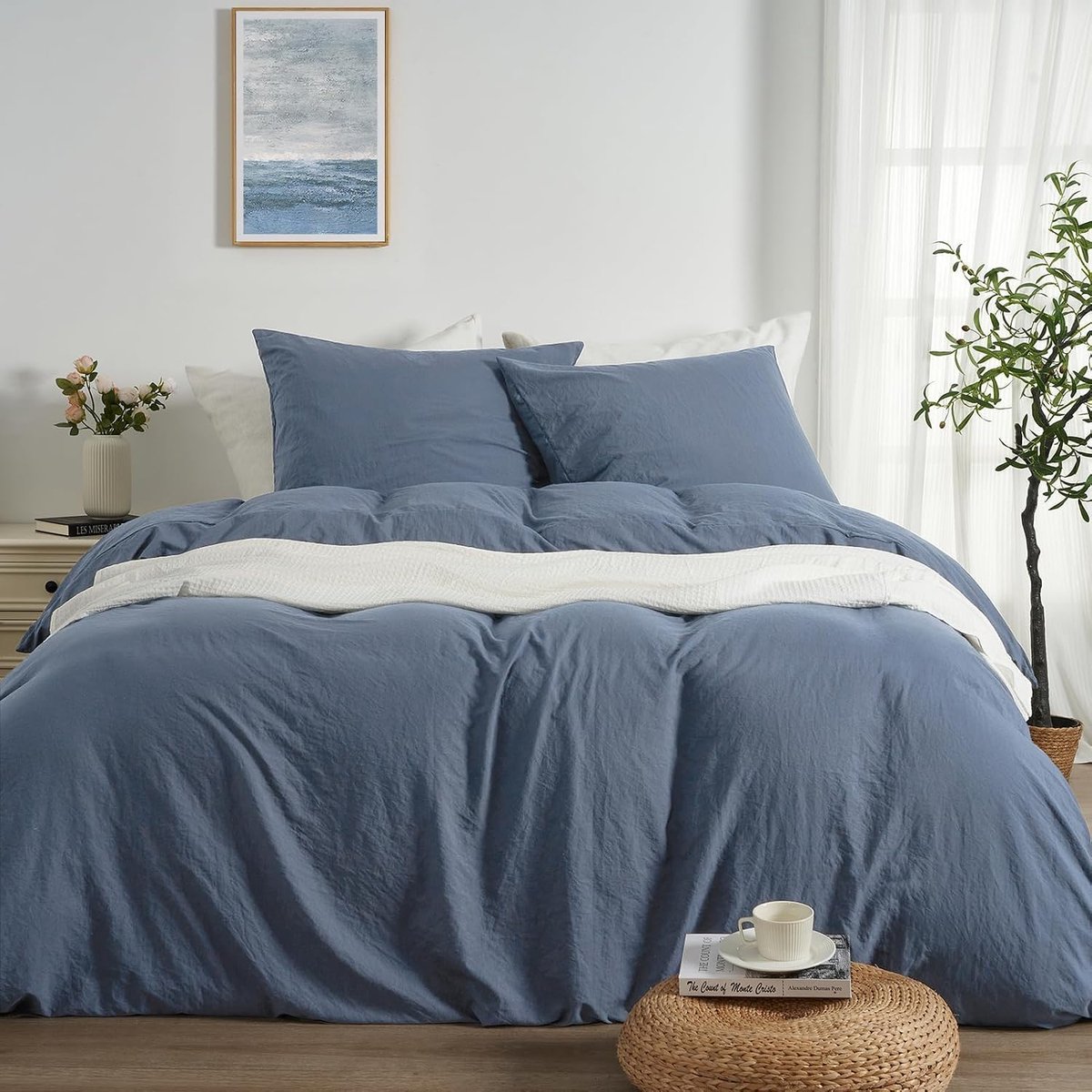 SnelShoppen - Beddengoed Lichtblauw 200 x 200 cm, Superzacht Voorgewassen Microvezel, Vergelijkbaar met Katoen, Öko-Tex 1 Dekbedovertrek + 2 Kussenslo