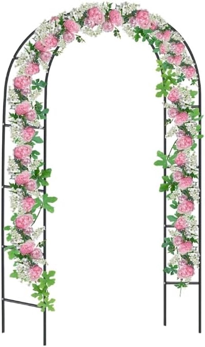 Rozenboog Metaal - Klimboog Poort - Tuin Decoratie - Weerbestendig Gepoedercoat - 240 x 140 cm - Zwart