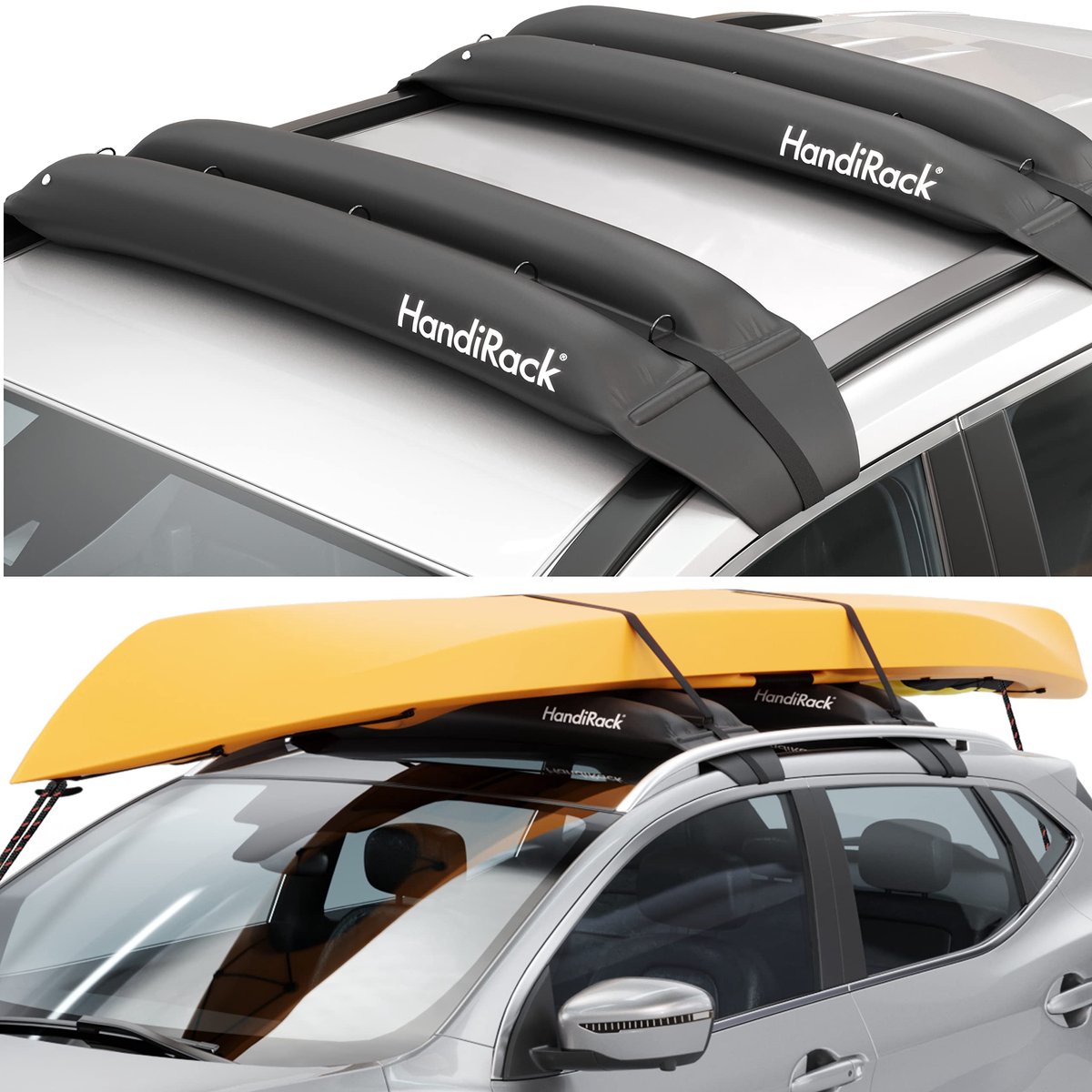 SnelShoppen - Malone MPG452 Universele Opblaasbare Dakdrager Wit/Oranje L/XL voor Auto, Camping, Fietsen en Wintersport