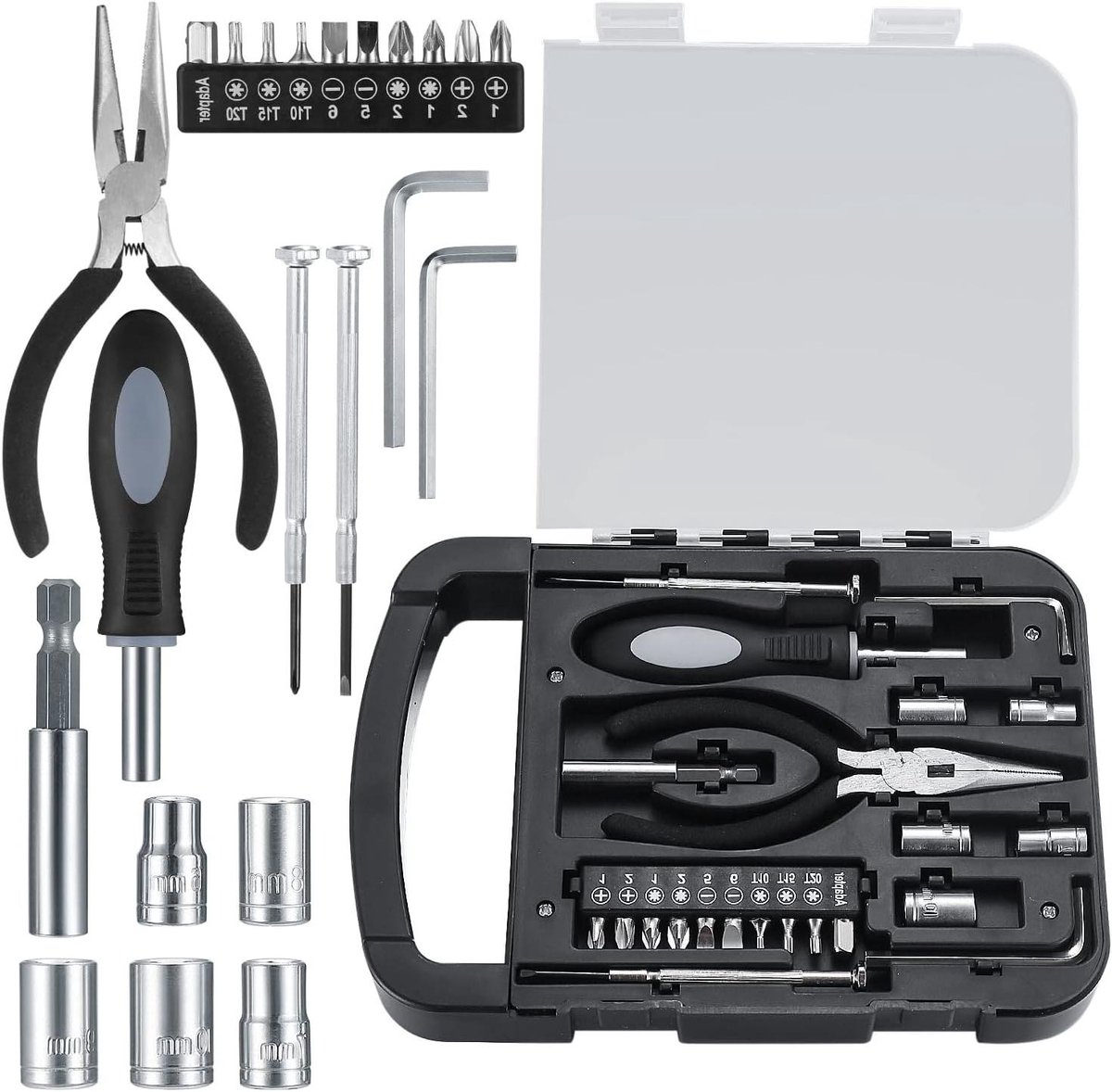 Gereedschapsset 22-delig - Handgereedschap Set - Reparatie en Onderhoud - Premium Koolstofstaal - 22 Stuks - Grijs