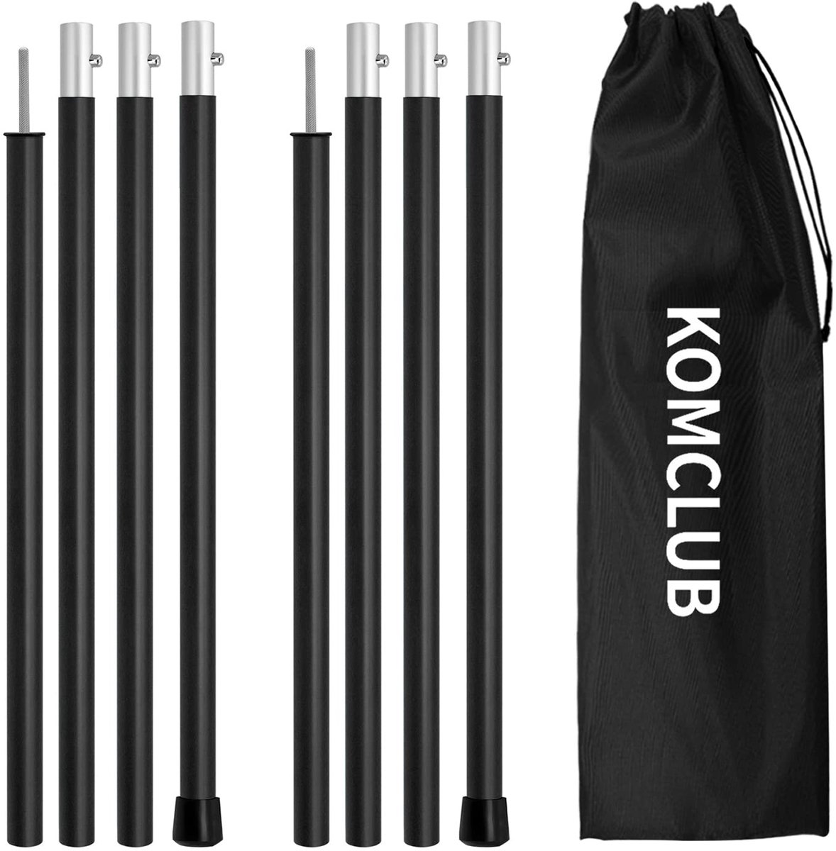 SnelShoppen - Verstelbare Aluminium Tentstokken voor Camping - Lichte Tarpstokken 153 cm - 2 Sets met Opbergtas - Ideaal voor Buitenactiviteiten