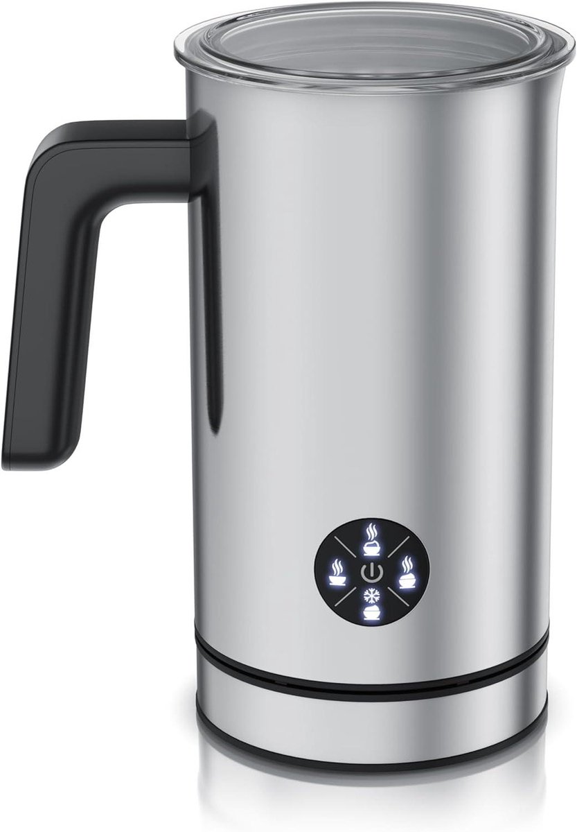 Elektrische Melkopschuimer - 4-in-1 Functie - Warme Drank Maken - Dubbelwandige Behuizing - 300 ml Capaciteit - Zilver