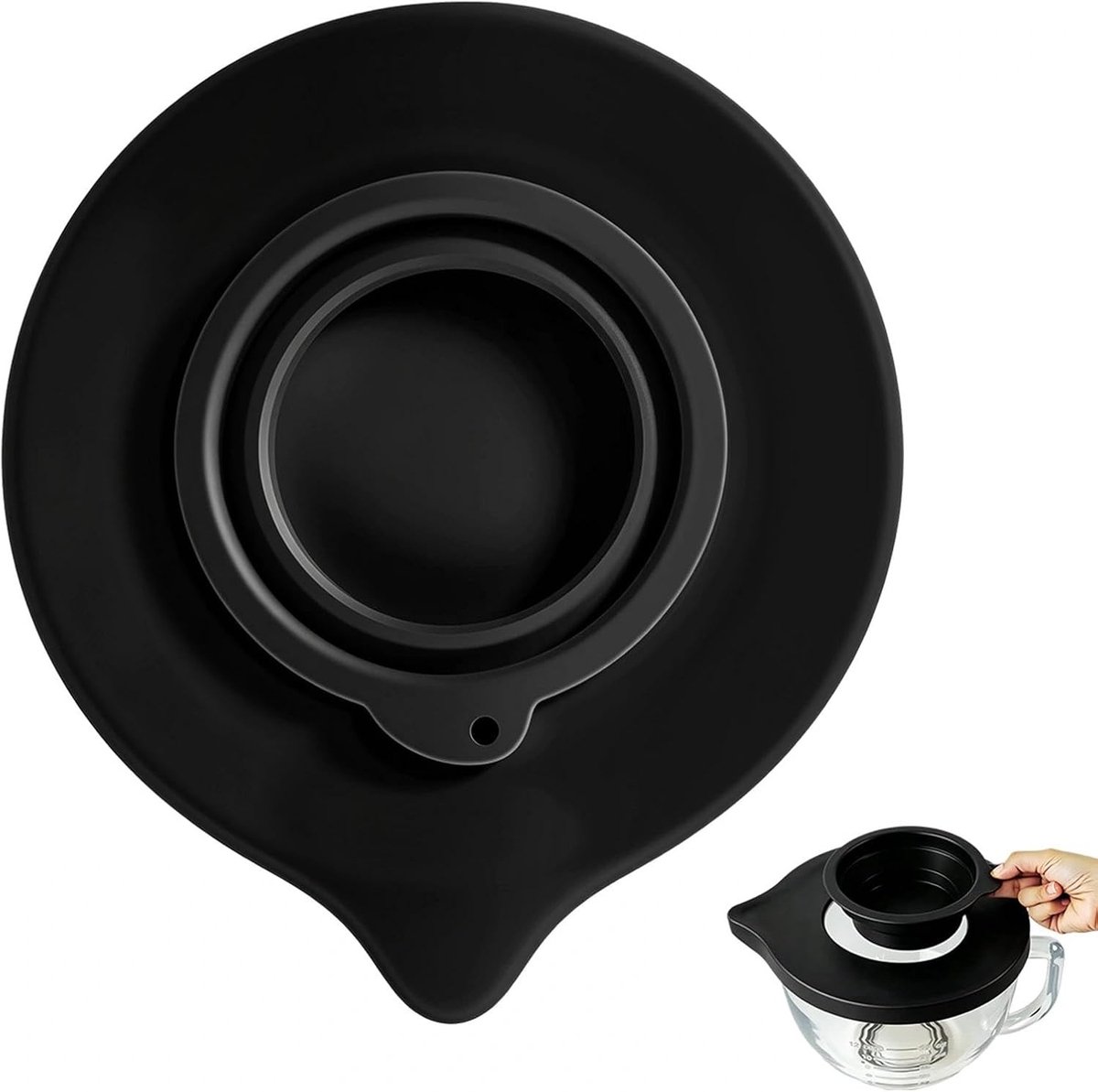 Reservekom voor Kitchen Aid K5GB, 4,5 tot 5 liter, robuust spatdeksel met schenktuit, accessoires voor blender, siliconen materiaal, betaalbaar en duurzaam