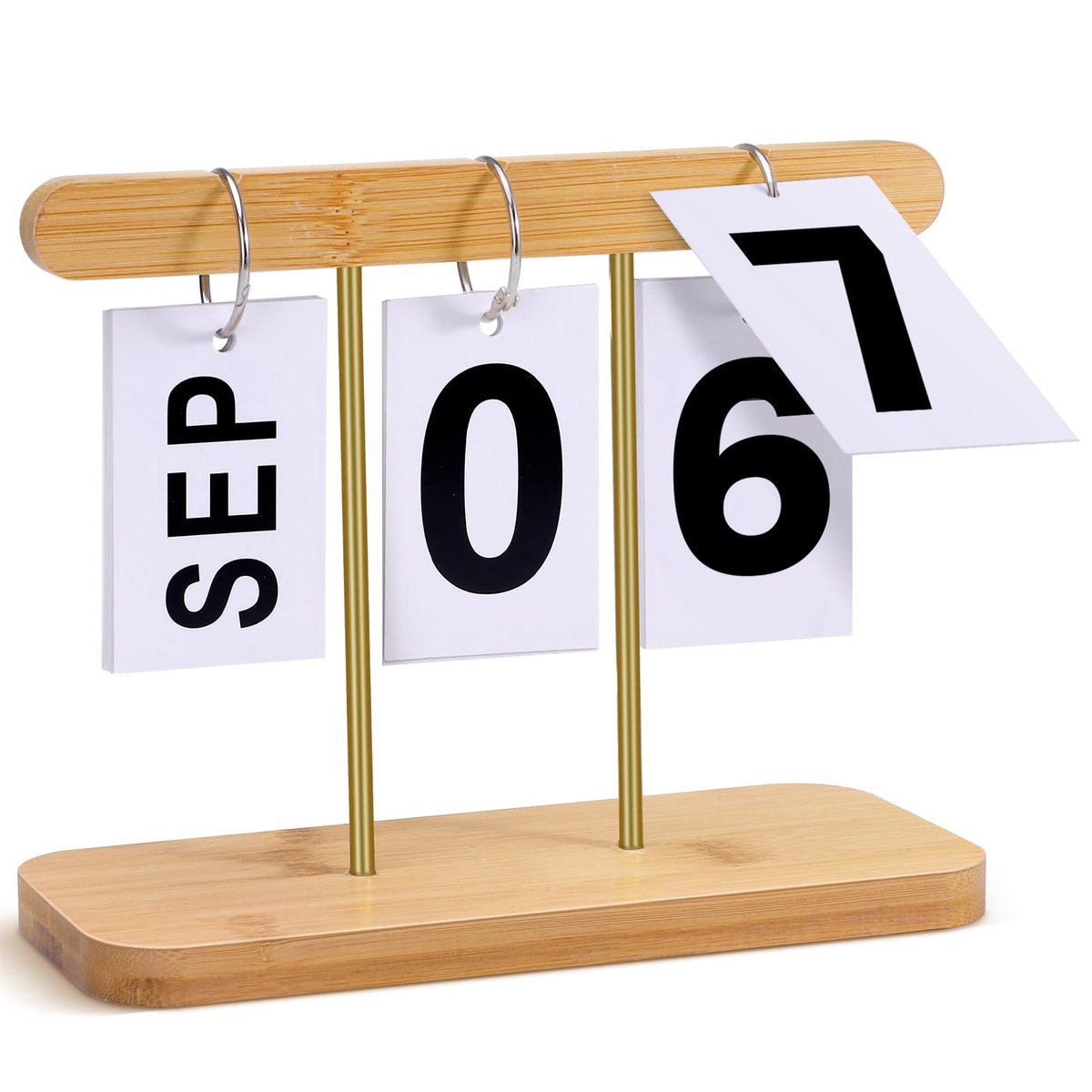 SnelShoppen - Houten en Metalen Eeuwigdurende Flipkalender - Herbruikbare Bureaukalender - Staande Flip Kalender - Countdown Dagelijks - Bureauaccesso