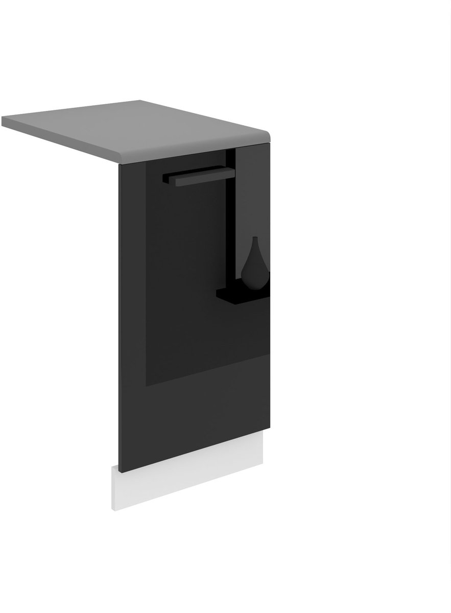 BELINI Voorpaneel Vaatwasser PZ 45 cm met Handgreep met Werkblad - Zwart Hoogglans