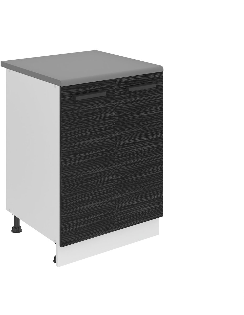 BELINI Keukenonderkast SD2 60 cm met 2 Deuren met Werkblad - Koninklijk Ebbenhout