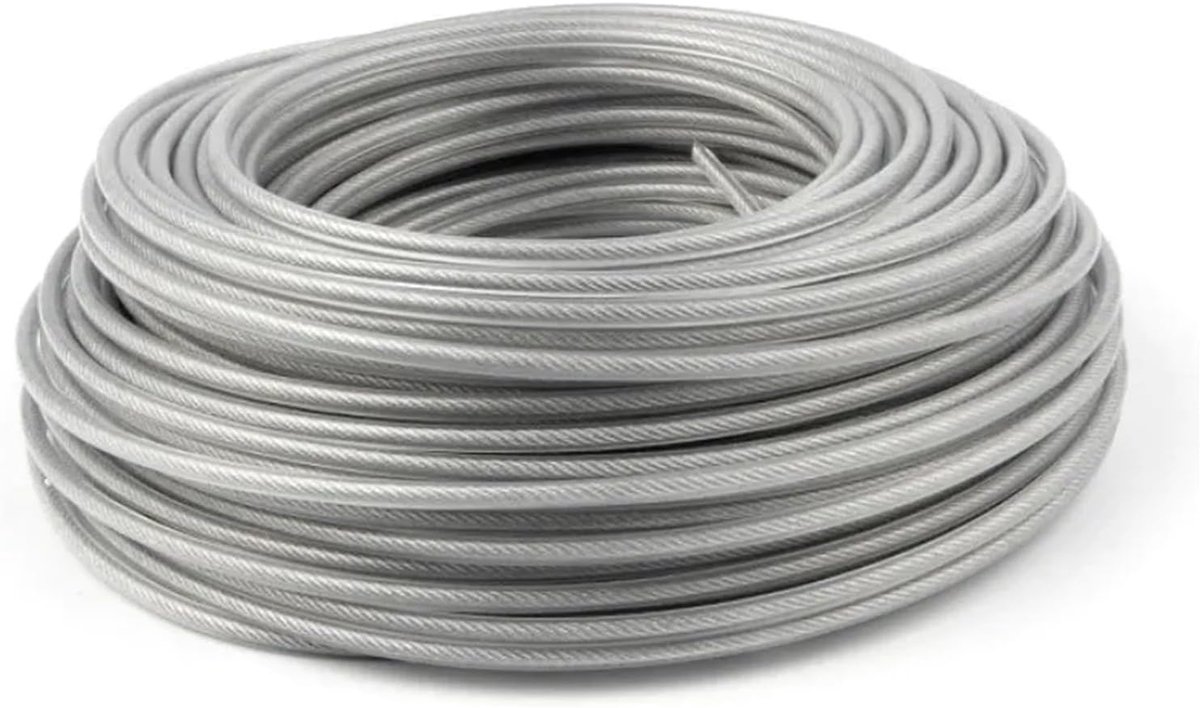Grastrimmer Draad - Vervangend Touw - Tuin Onderhoud - Staaldraad Versterkt - 3mm x 40m - Grijs