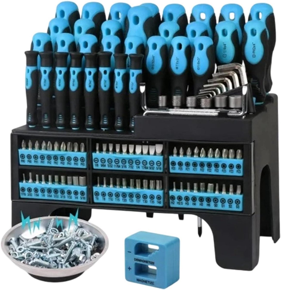 Schroevendraaierset - Precisie gereedschap - Huisreparaties - Magnetisch ontwerp - 10 stuks - Blauw