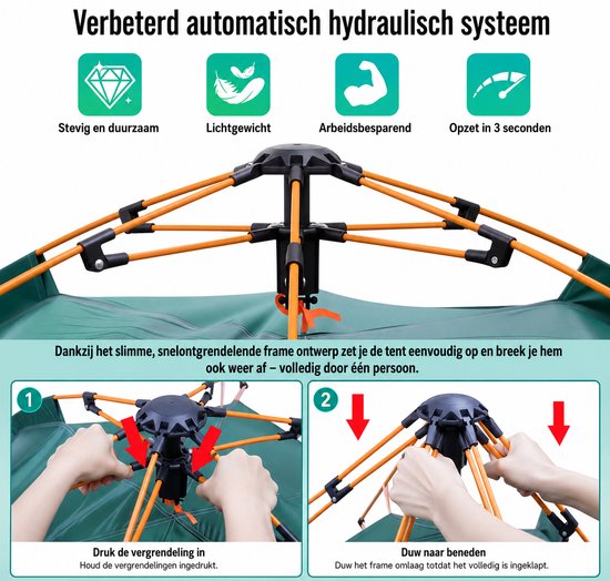 Lifero Camping Tent - Automatisch Pop-up Tent - Easy-up - Kampeertent 2 Persoons - Bijzet Tent - Festival Tent - Vis Tent - Groen van Merkloos — afbeelding 2