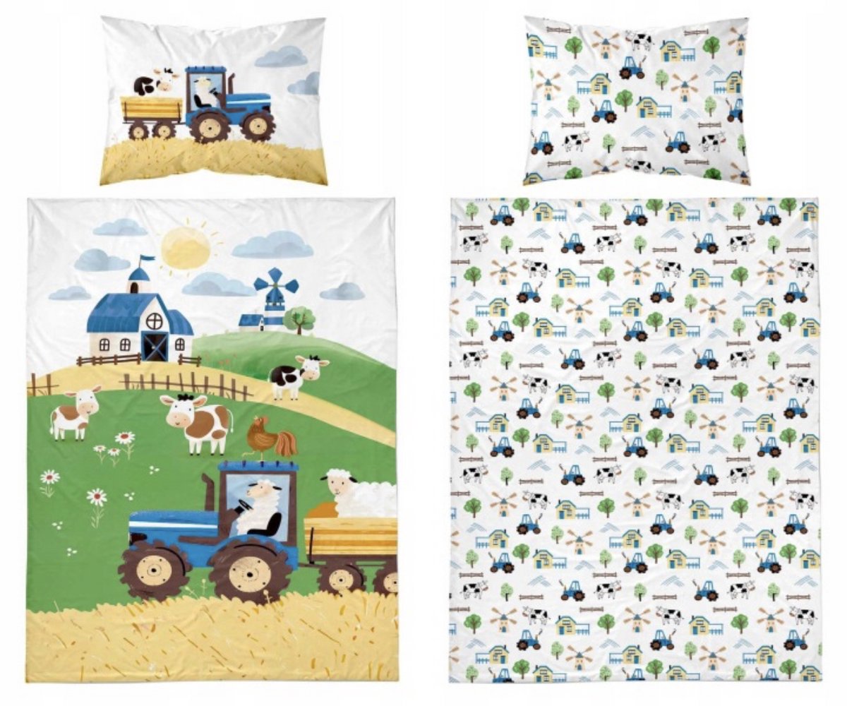 Farm Boerderij Dekbedovertrek Ledikant 100x135 Katoen Junior Traktor Tractor Trekker