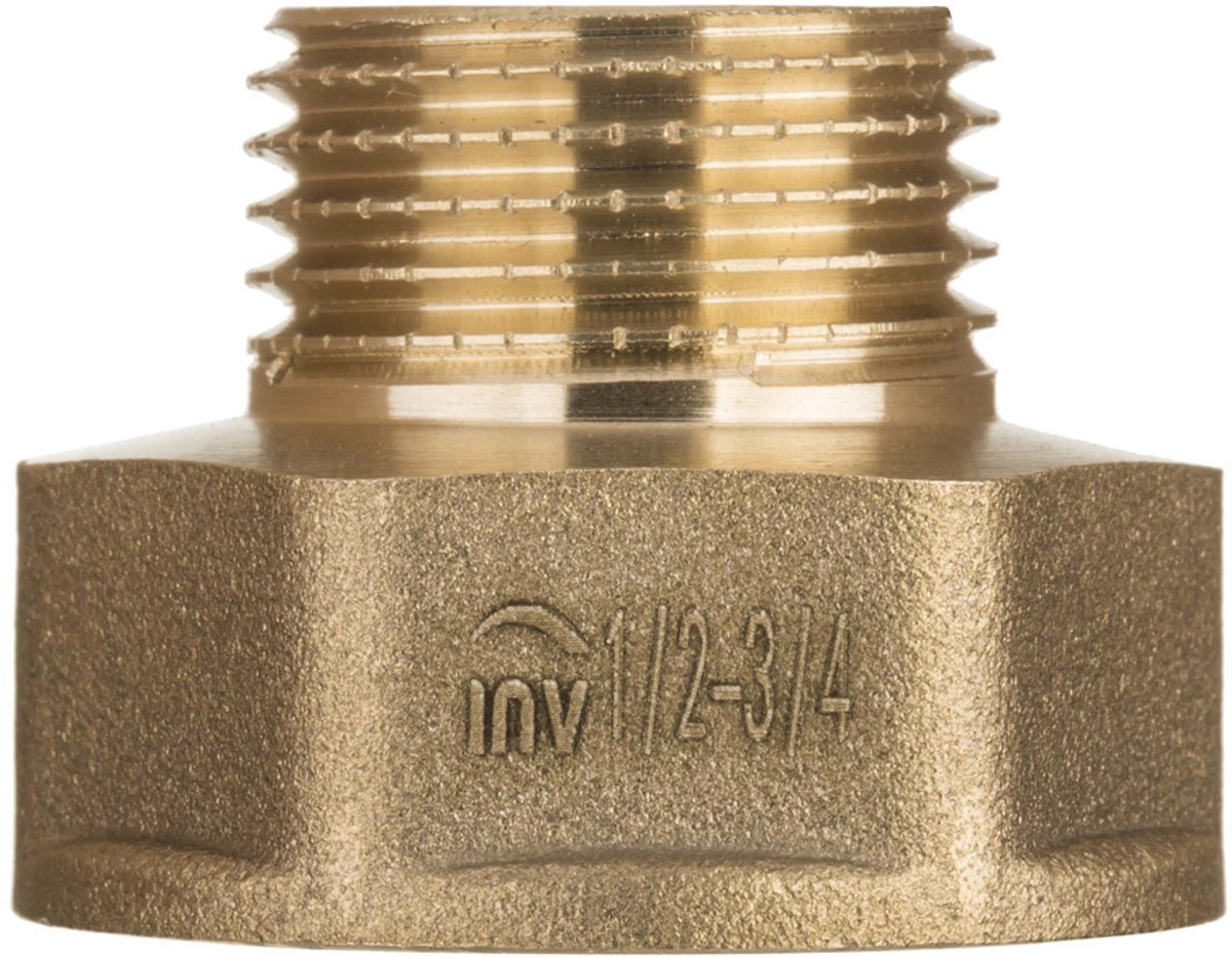 Invena Serie - Messing Reductiekoppeling - G3/8 tot G1/4 - Voor Water- en Verwarmingsinstallaties