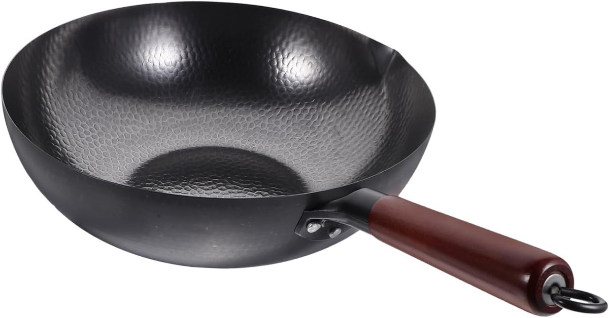 Ijzeren Wok - Koekenpan - Dagelijks Koken - Handgemaakt Ontwerp - 54.5 cm - Zoals Getoond