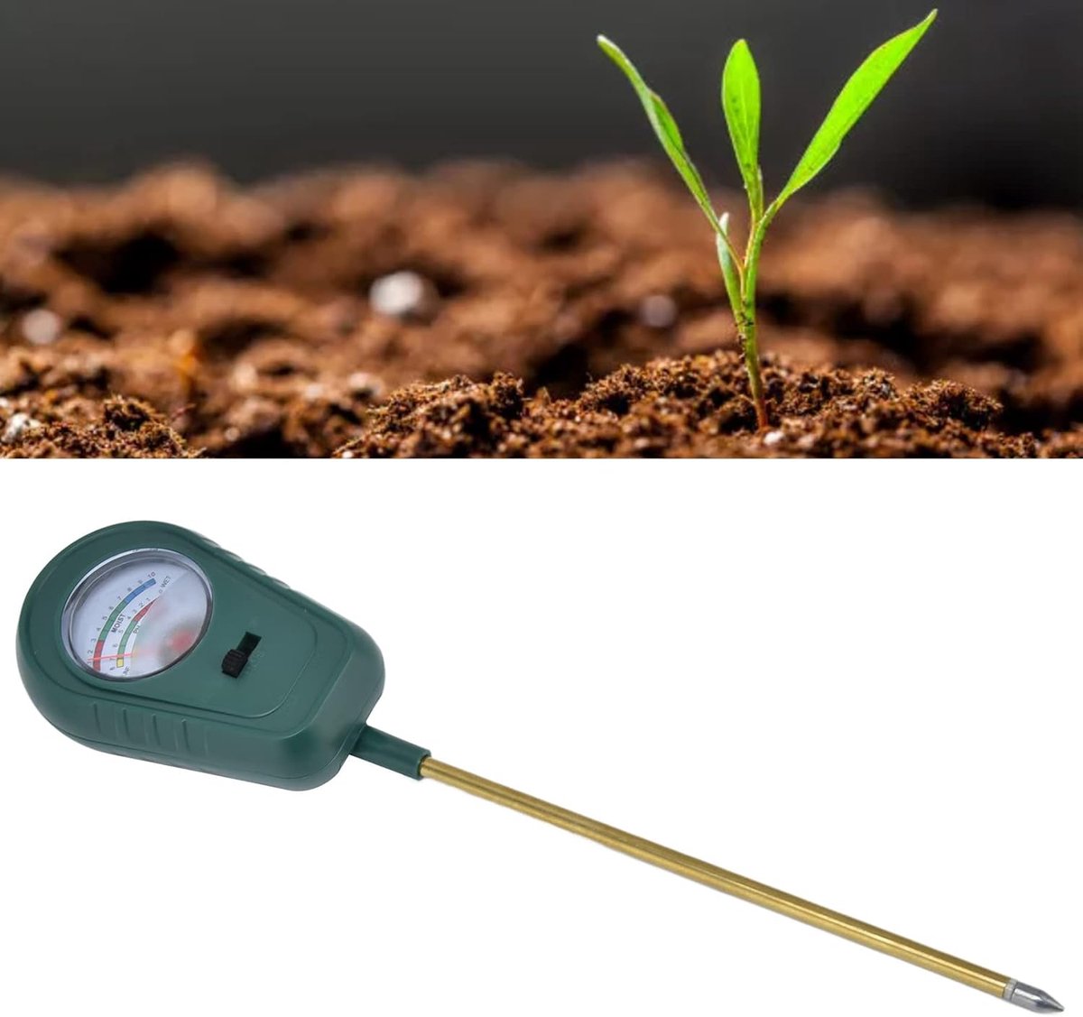 Bodemmeter 3-in-1 - Plantenmeter Vochtigheid pH - Plantenverzorging Tuin - Geen Batterijen Nodig - 4-6 Inch Diep - Groen