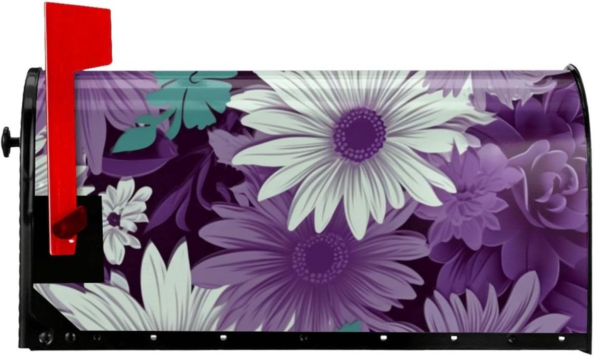 Brievenbus Cover - Brievenbus Decoratie - Buiten Versieren - Waterdicht Oxford Doek - Standaard Maat - Paars Wit