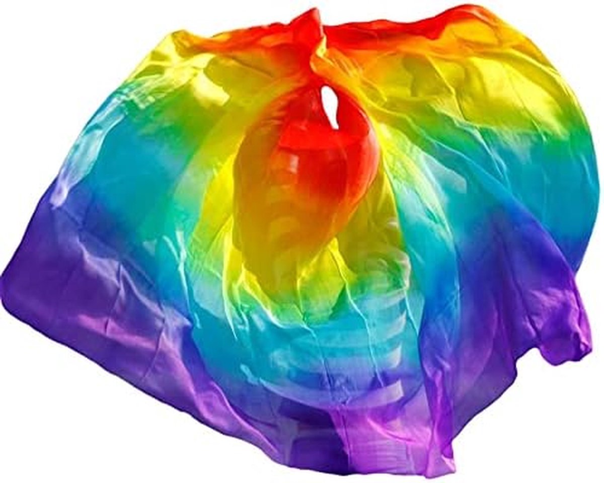 Dans Sjaal - Buikdans Accessoire - Optreden Uitvoeren - Handgemaakt Geverfd - 270 cm - Gradiënt Kleuren